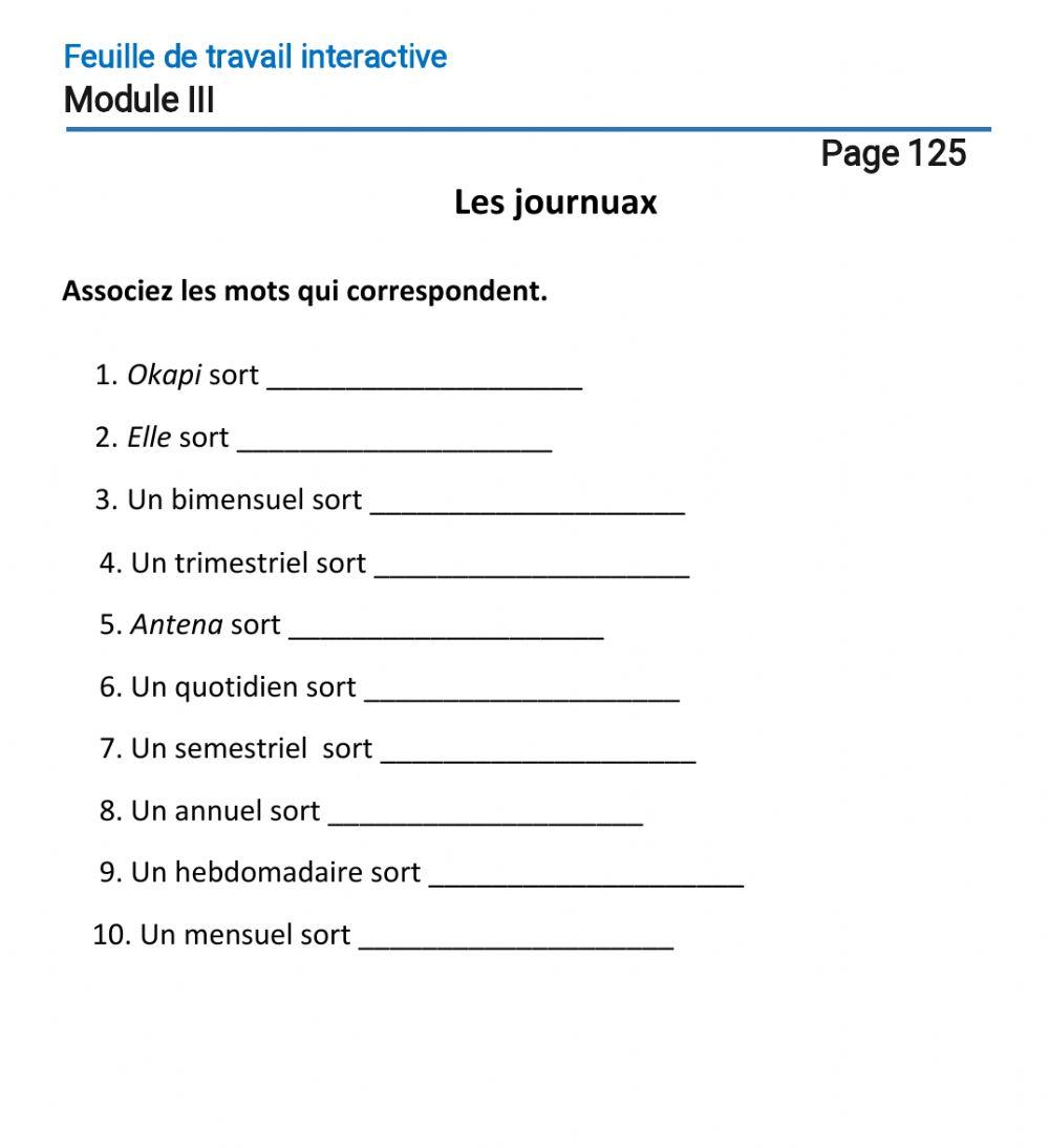 Le français-10-Module 3-Page 125 Le français-10-Module 3-Page 125