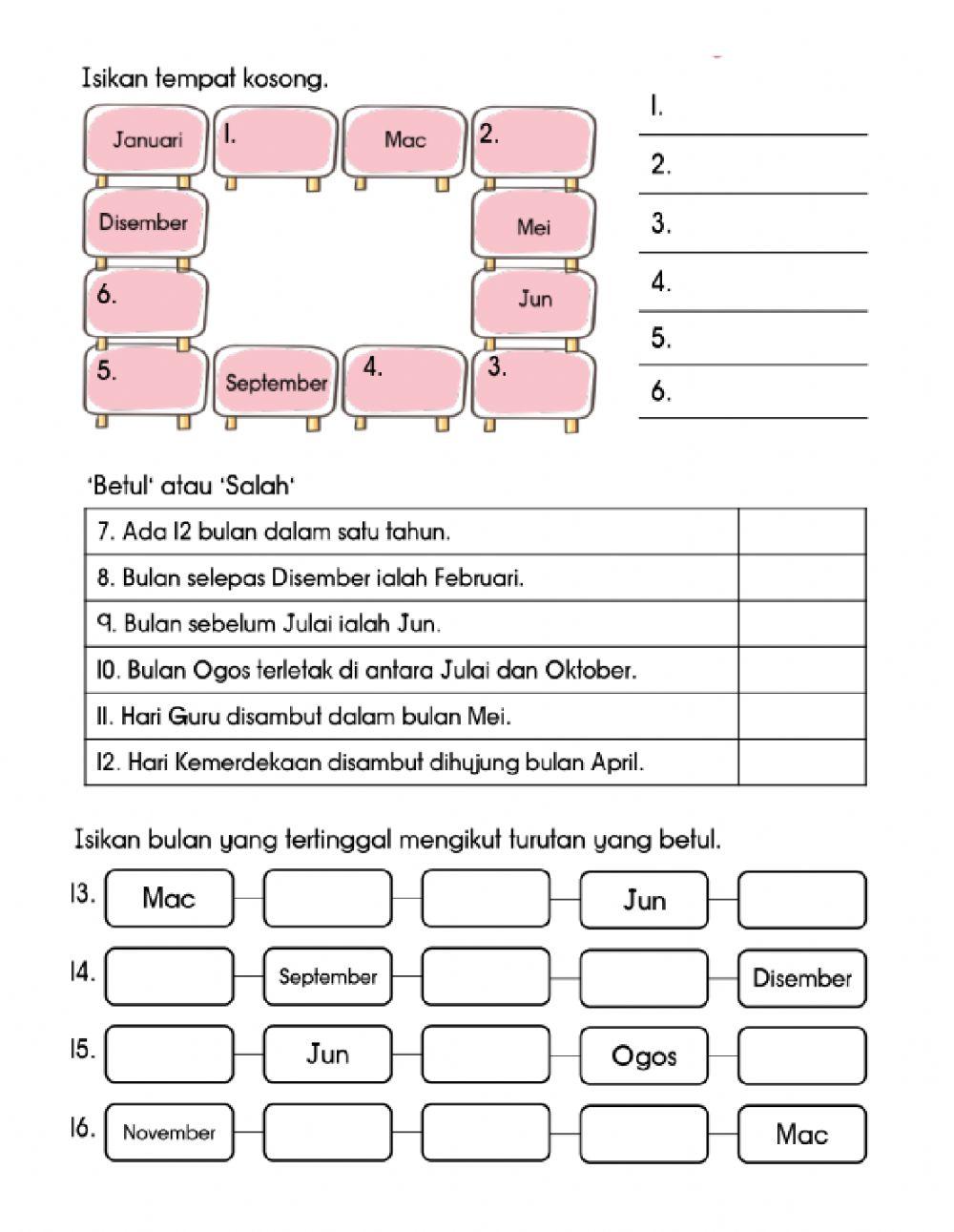 Kenali Hari, Minggu, & Bulan