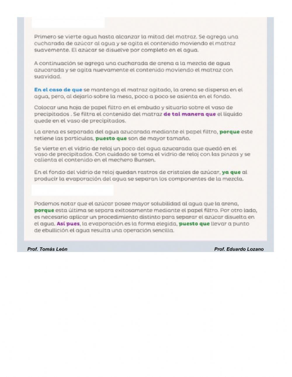 Partes del informe de experimentos
