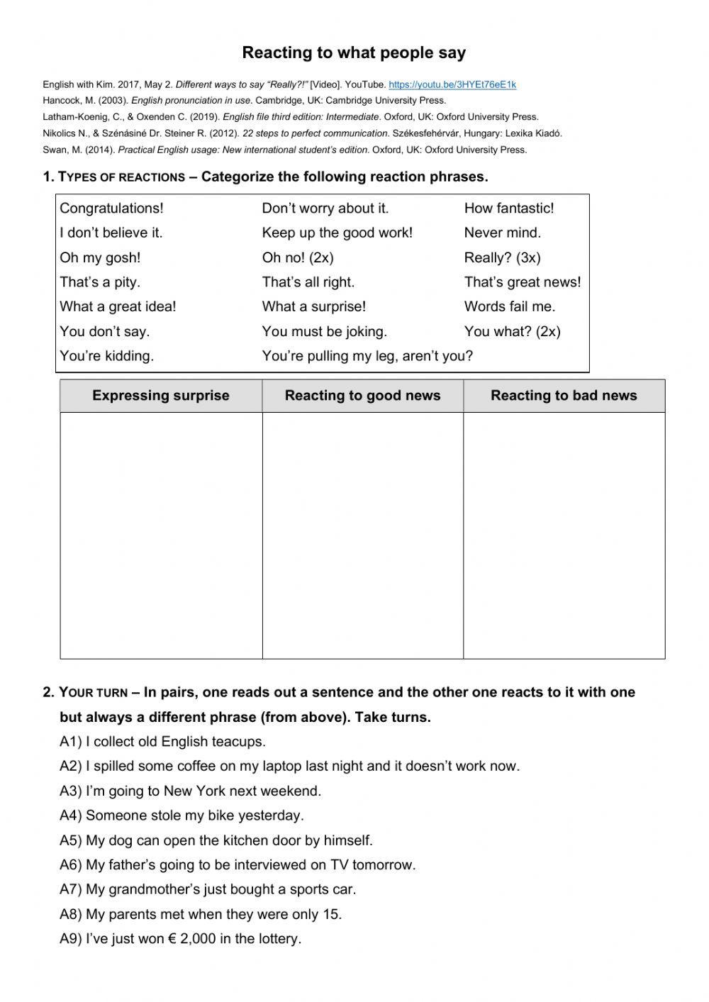 Reacting to what people say