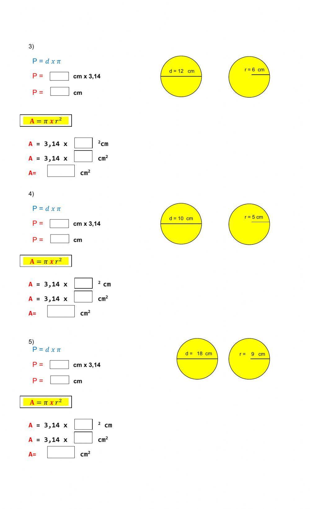 Perímetro y área de un círculo