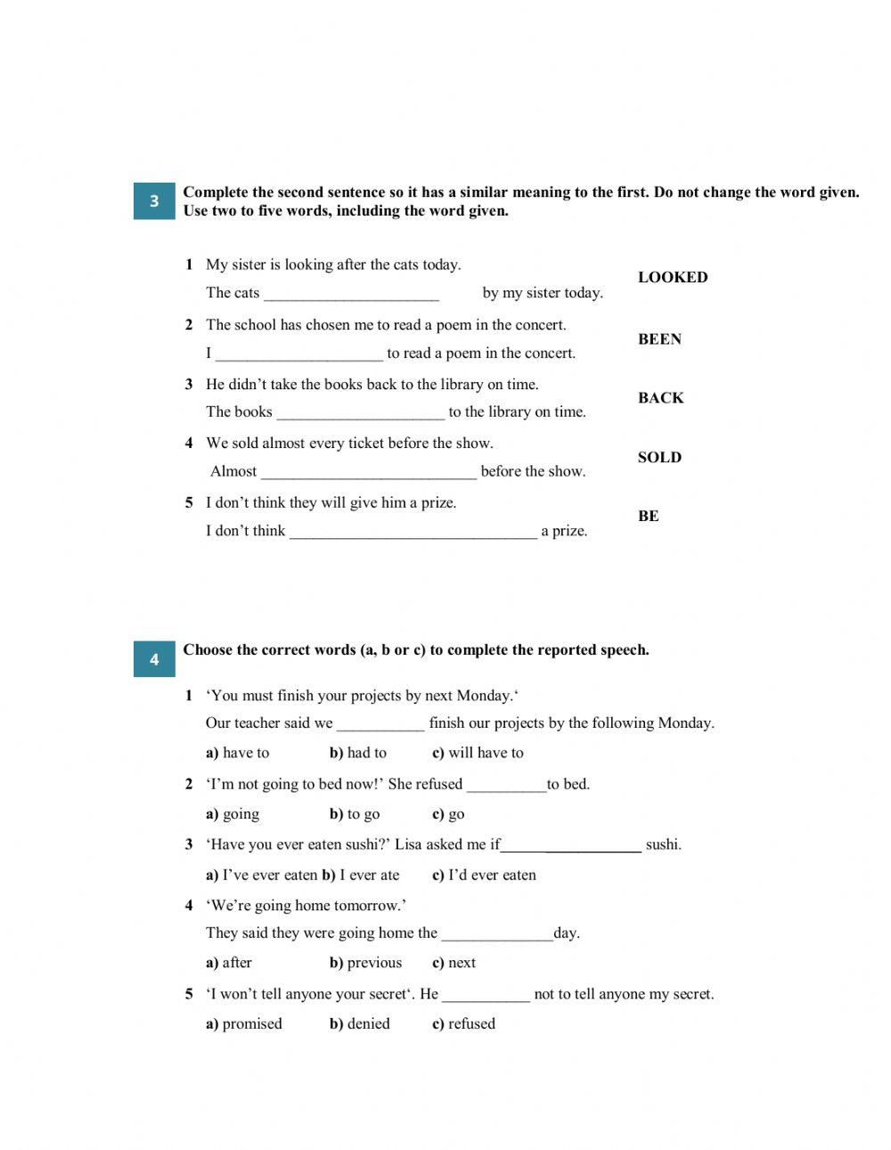 Test Passive & Reported Speech