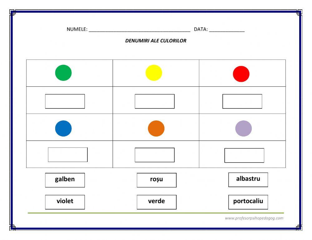 Scrie numele culorilor!