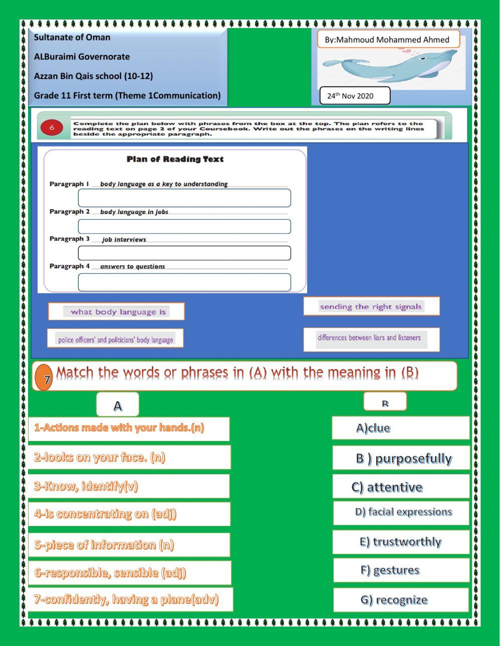 Grade 11 Body language