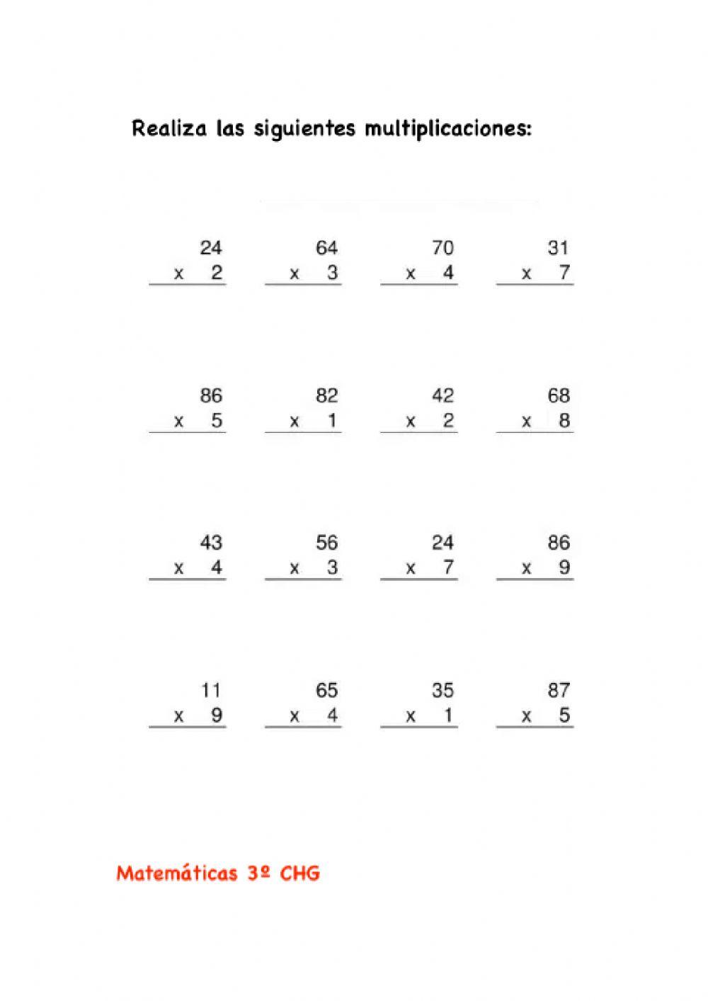 Multiplicaciones por una cifra