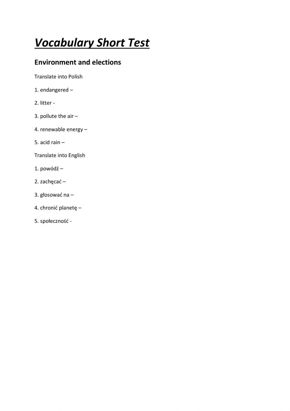 Environment and elections