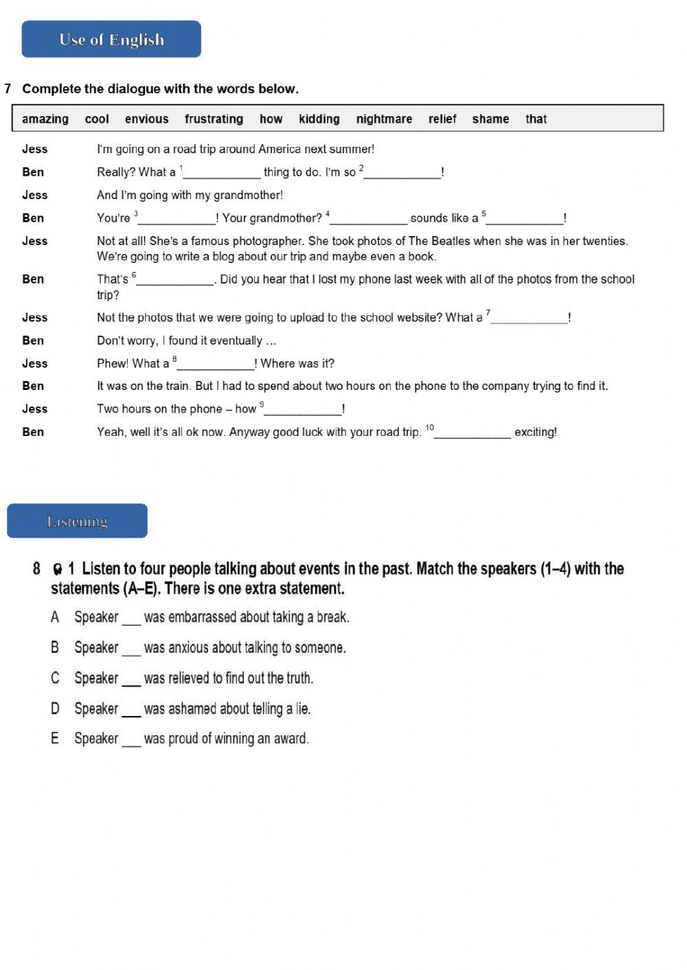 Unit 1 Test For Solutions Pre-Intermediate Worksheet | Live Worksheets