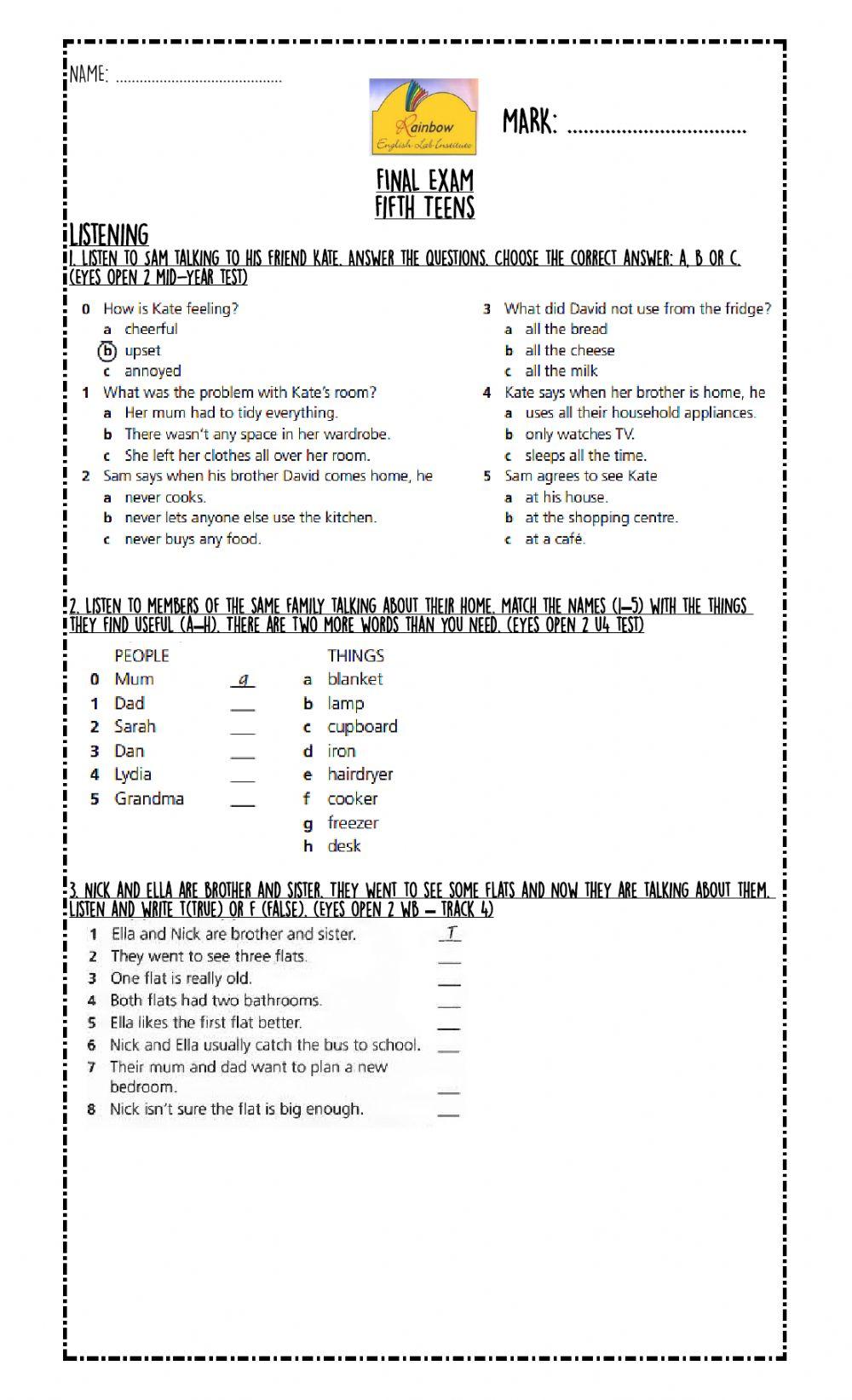 Final exam 5th listening