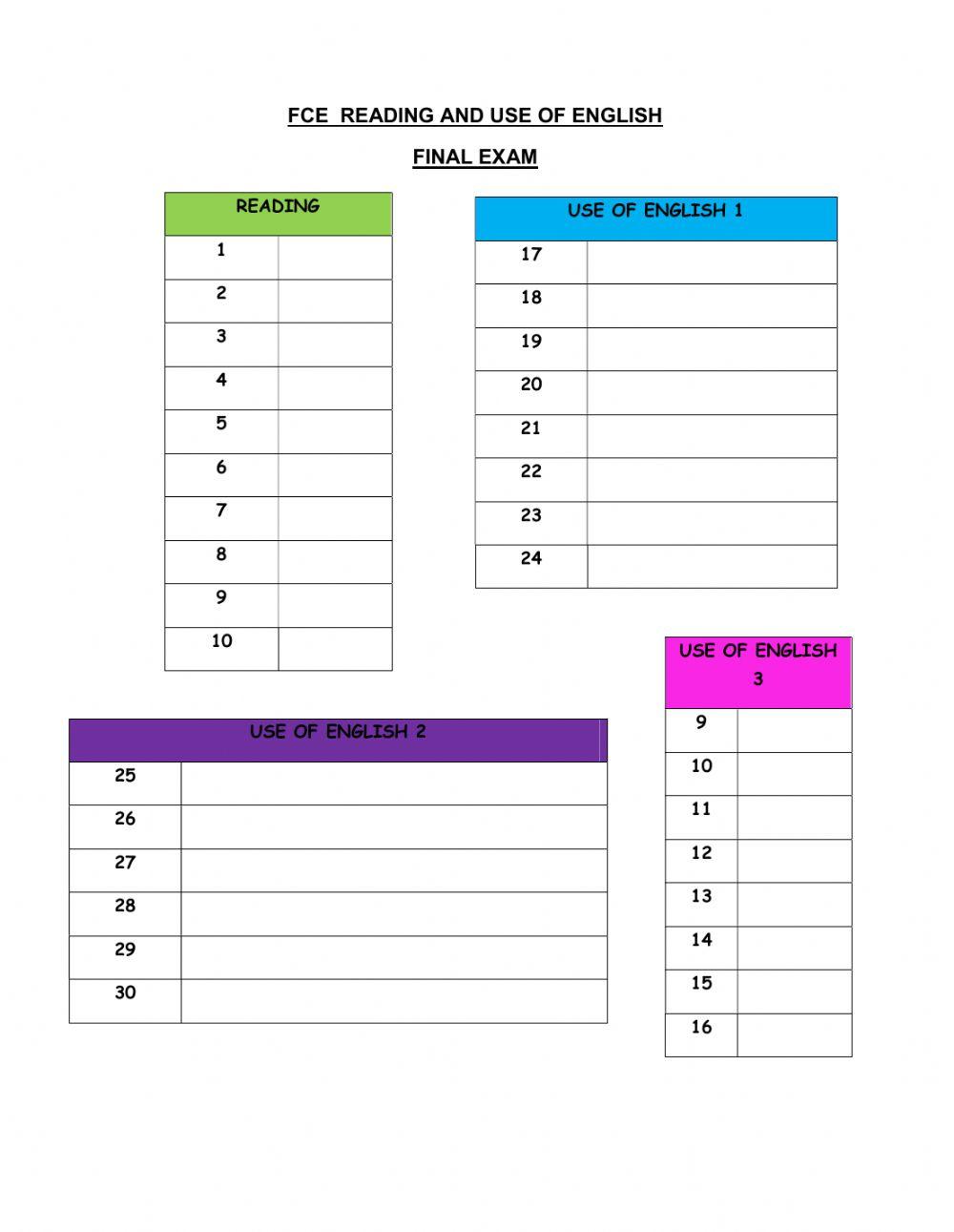 Fial exam pre cae worksheet Live Worksheets