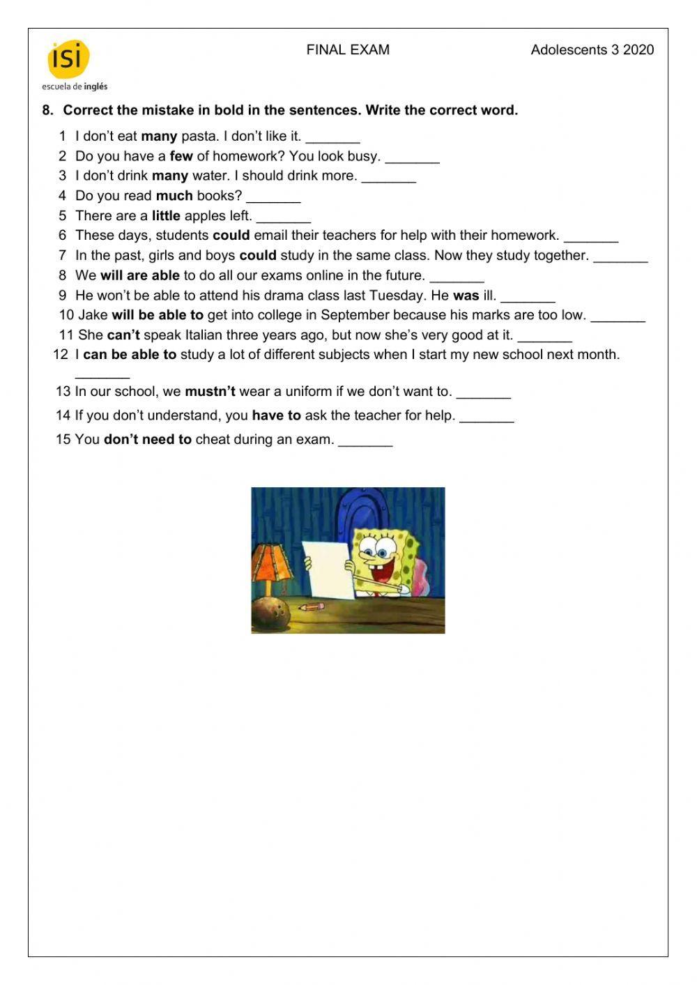 Final Test - Adolescents 3 - Use of English