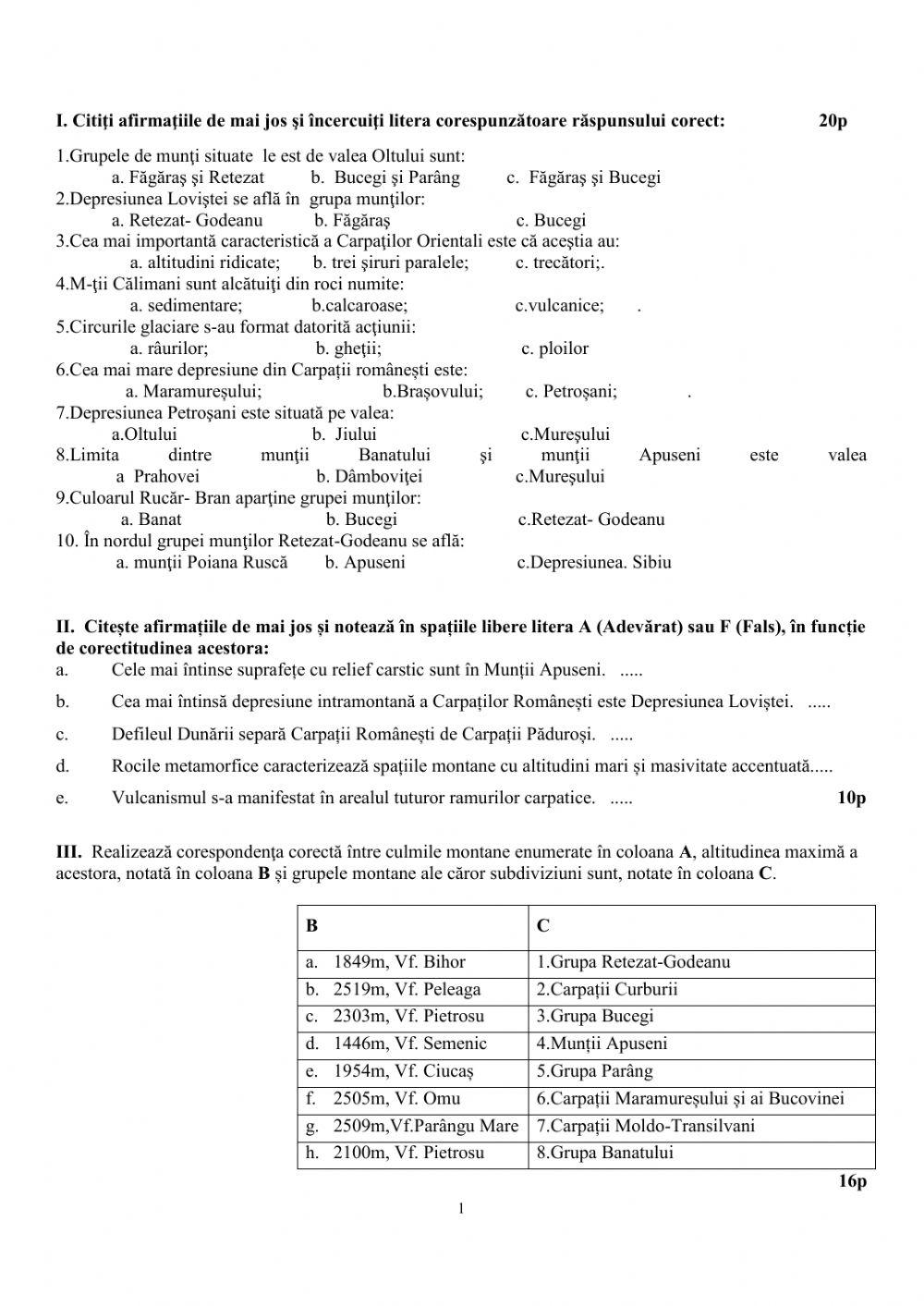 Test Carpații Românești