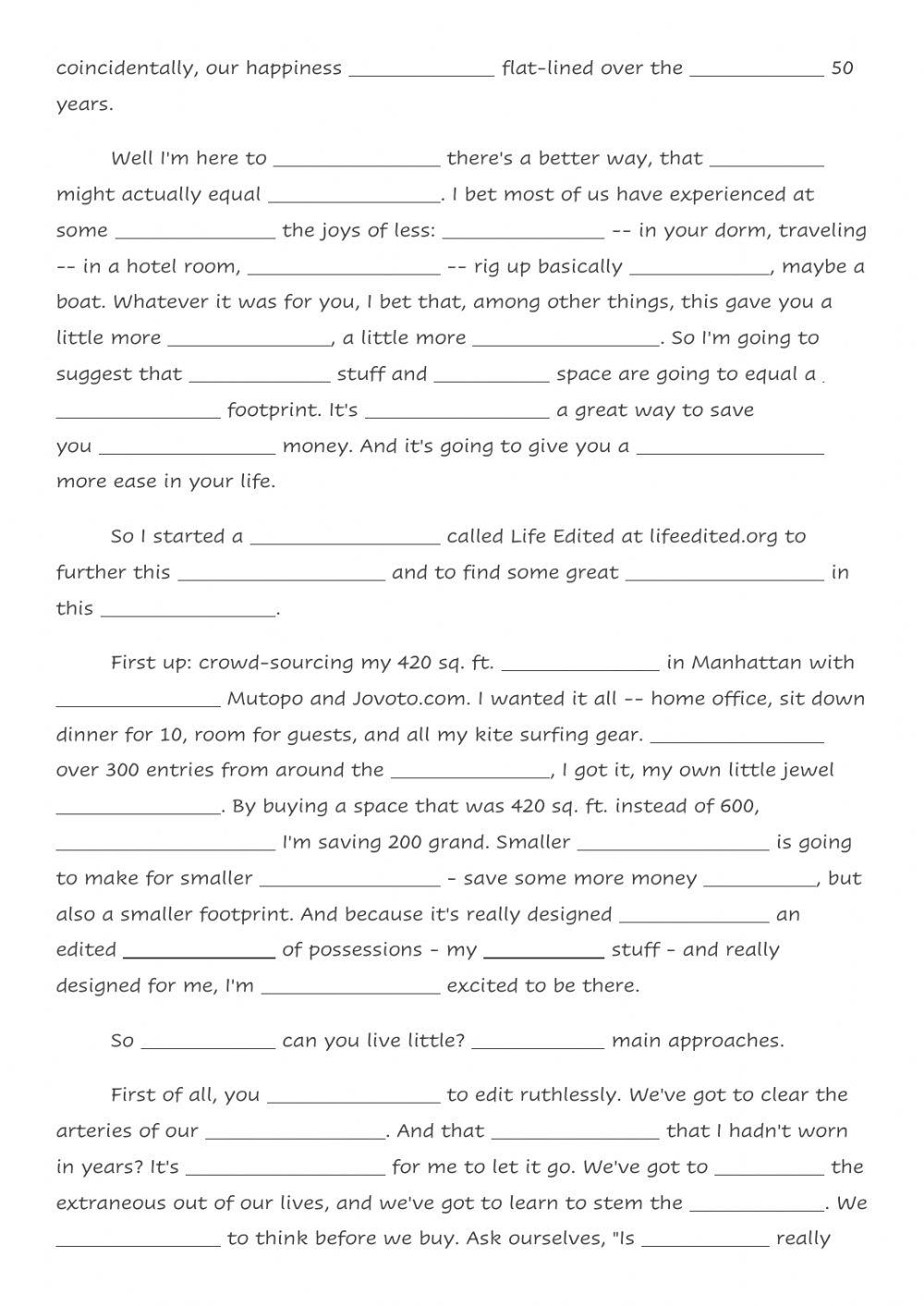 Watch and Complete - Less Stuff , More Happiness