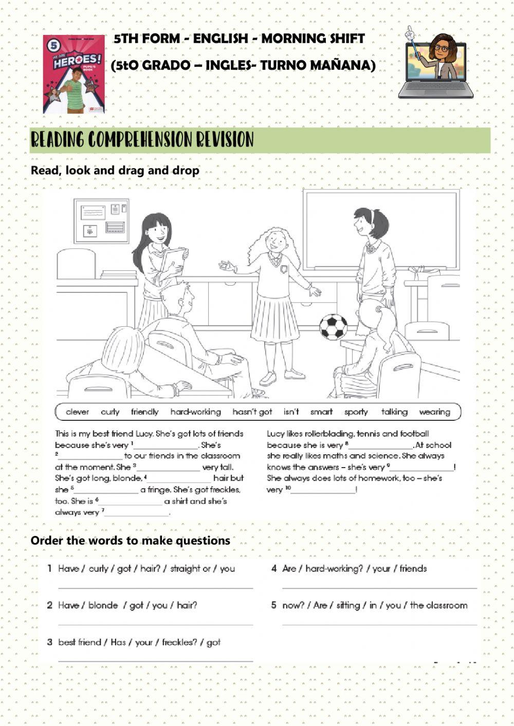 5to grado reading comprehension revision