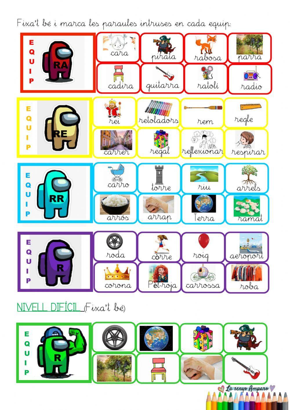 PARAULA INTRUSA: ORTOGRAFIA  R-RR  valencià