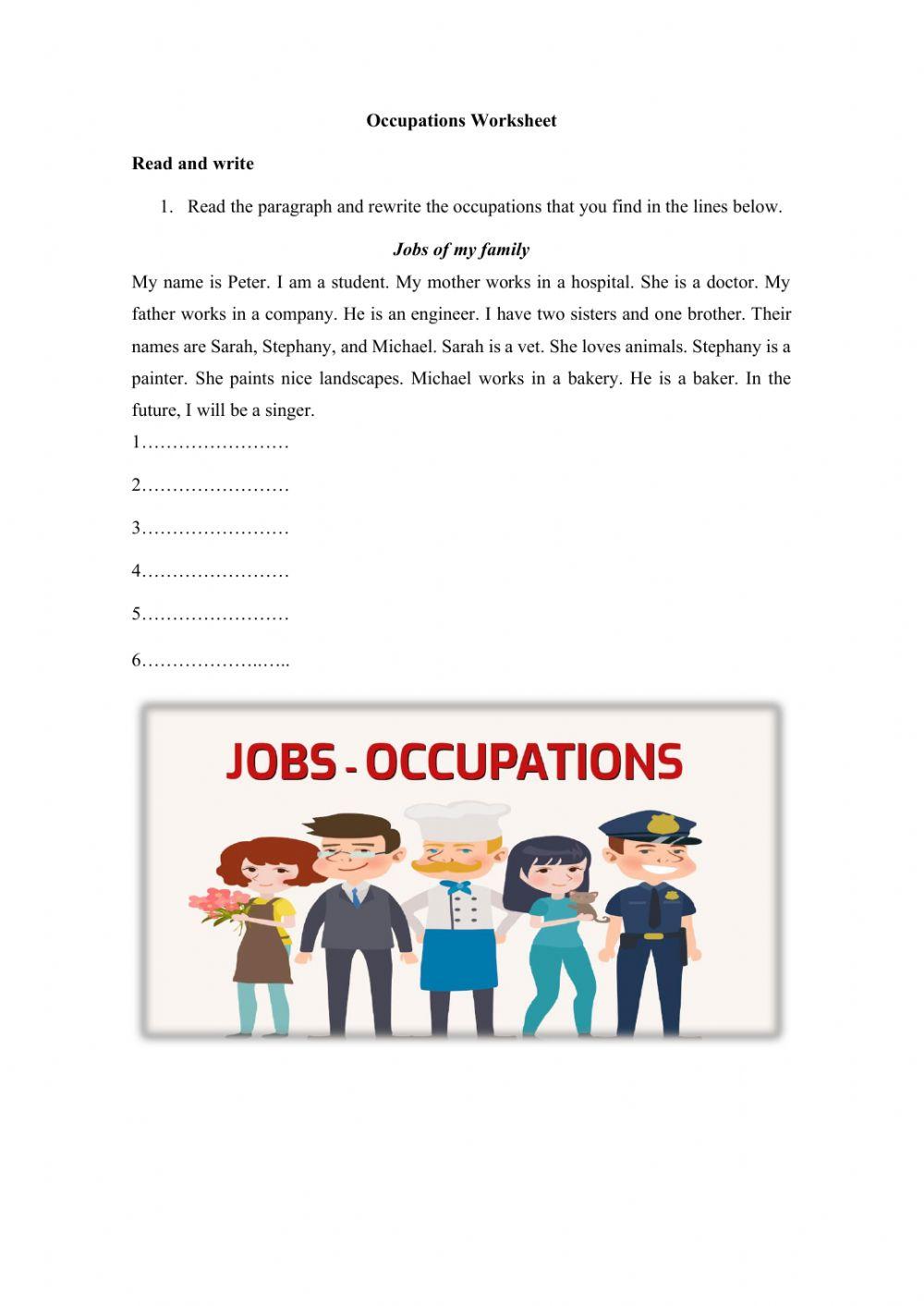 Occupations Worksheet
