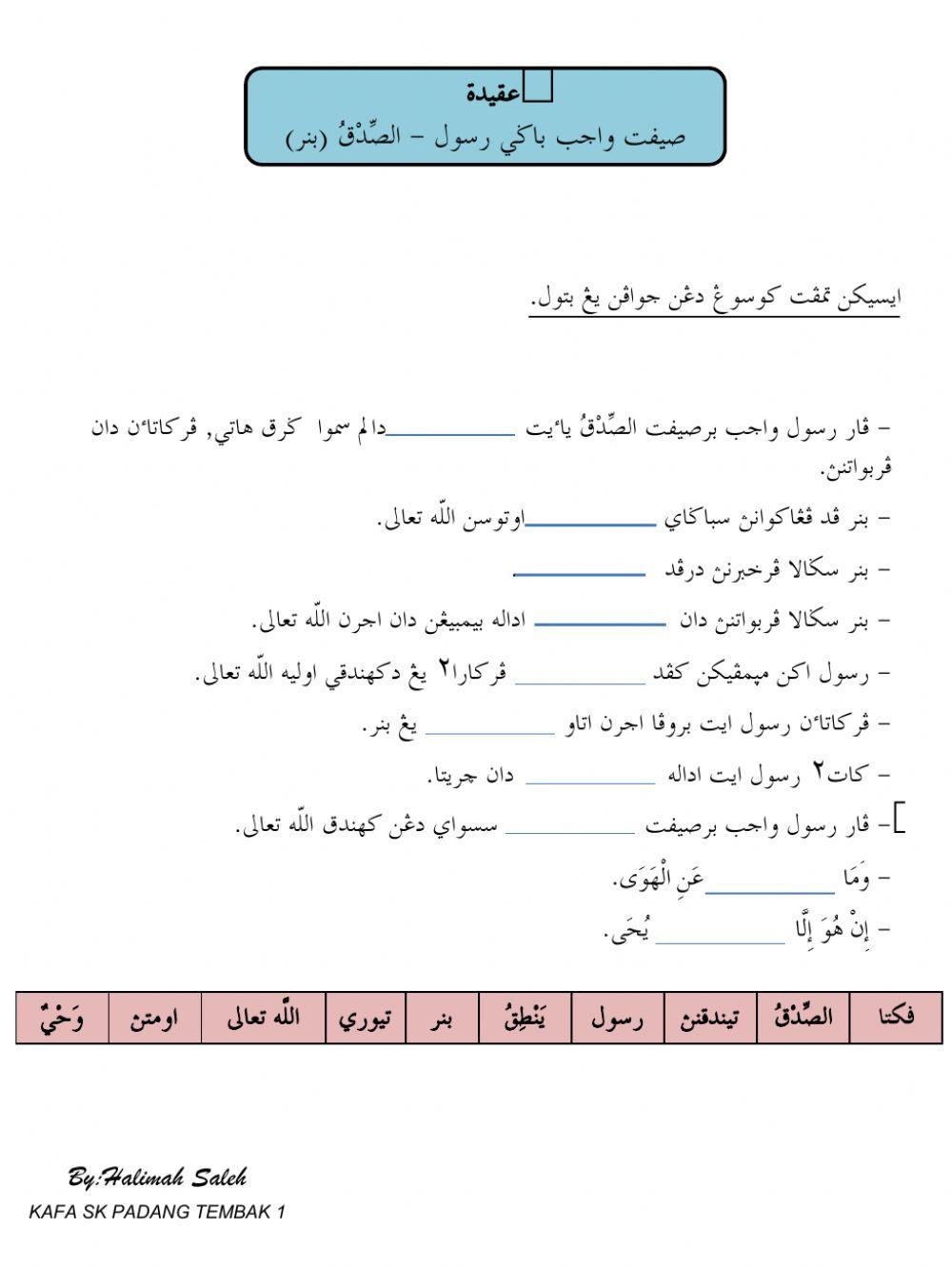 Sifat Wajib Bagi Rasu-Benar