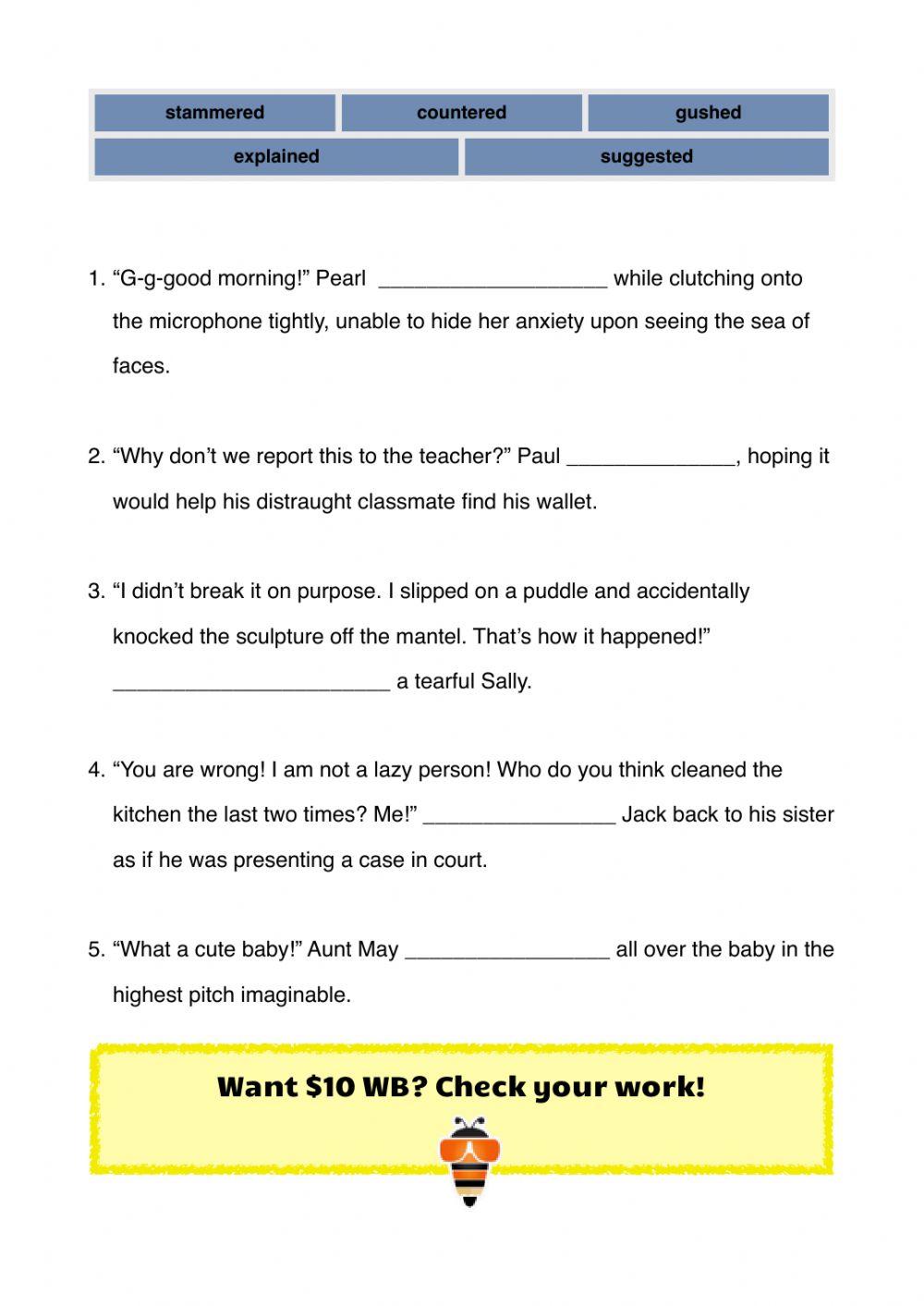 Speech Tags workbook P3-4 Part B