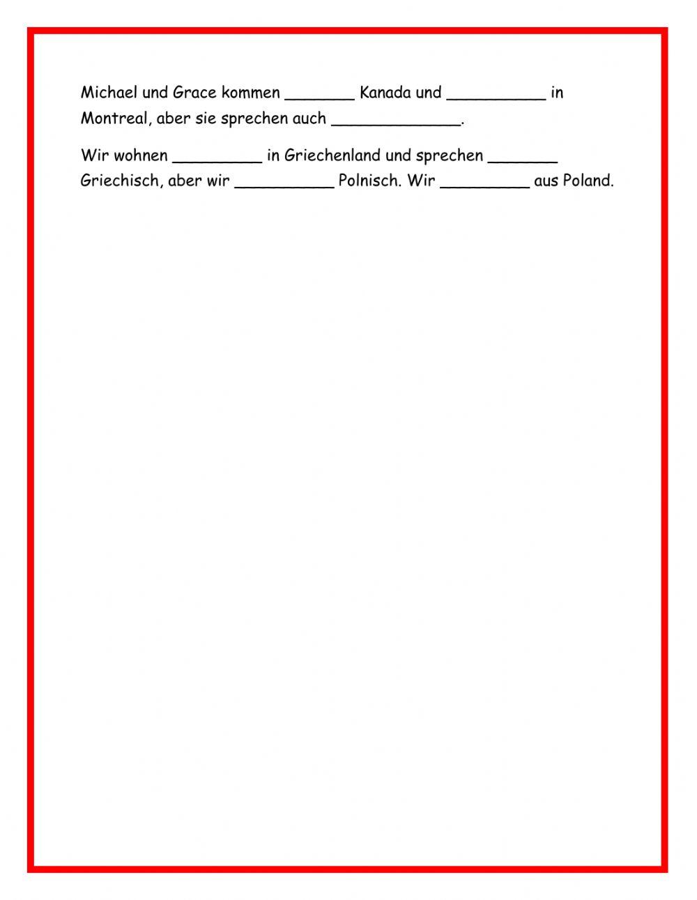 Deutsch A1 - Wiederholung 1 - sein-kommen-sprechen-wohnen-lernen-heissen