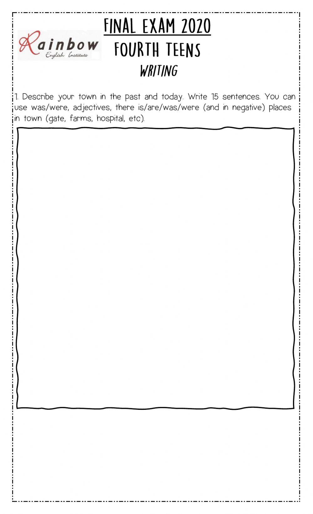 Writing exam 4th teens