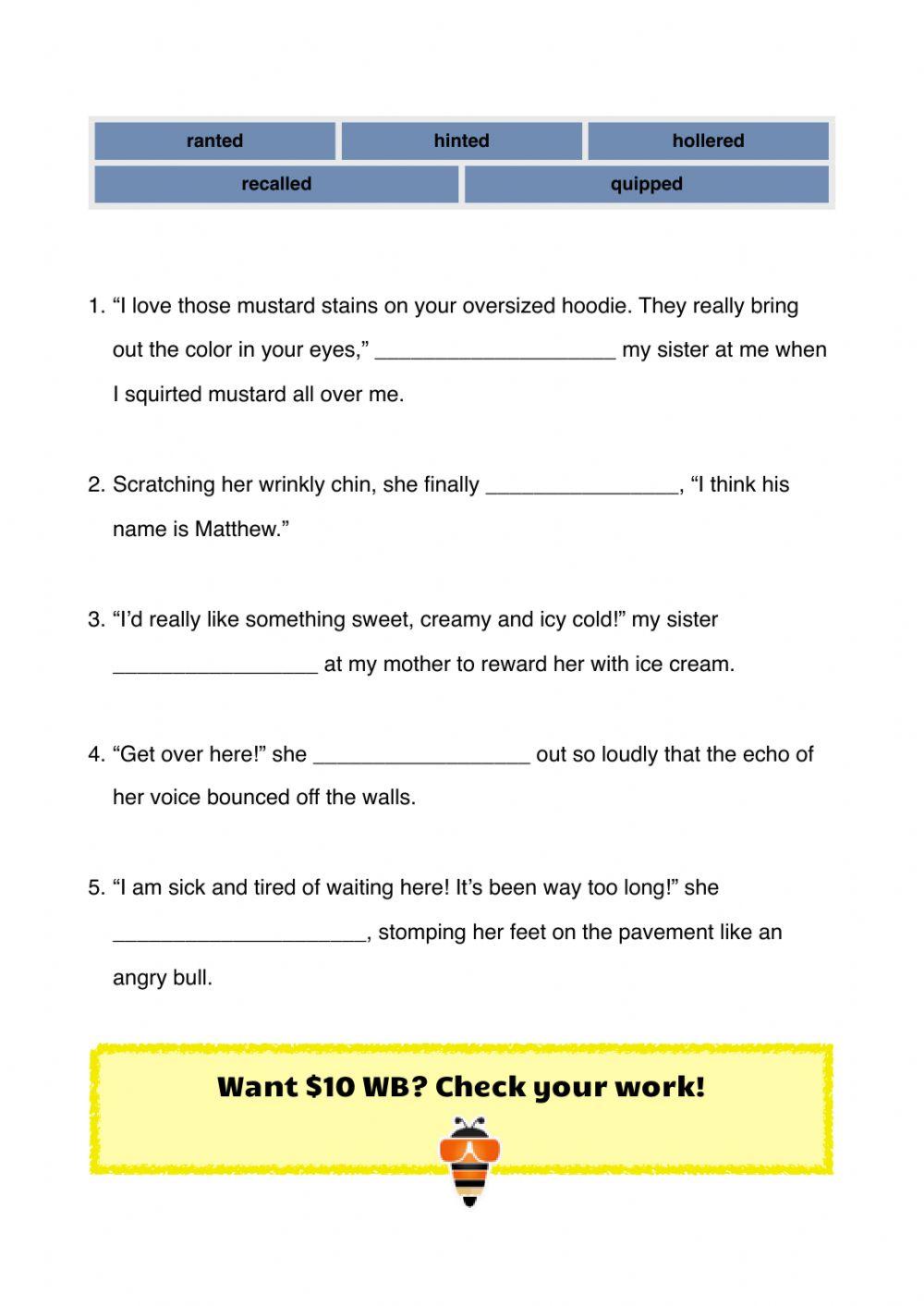 Speech Tags workbook P3-4 Part D