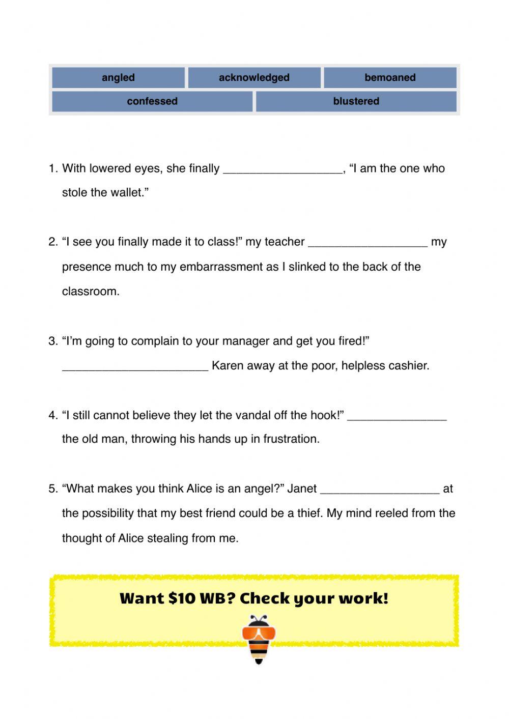 Speech Tags workbook P5-6 Part A