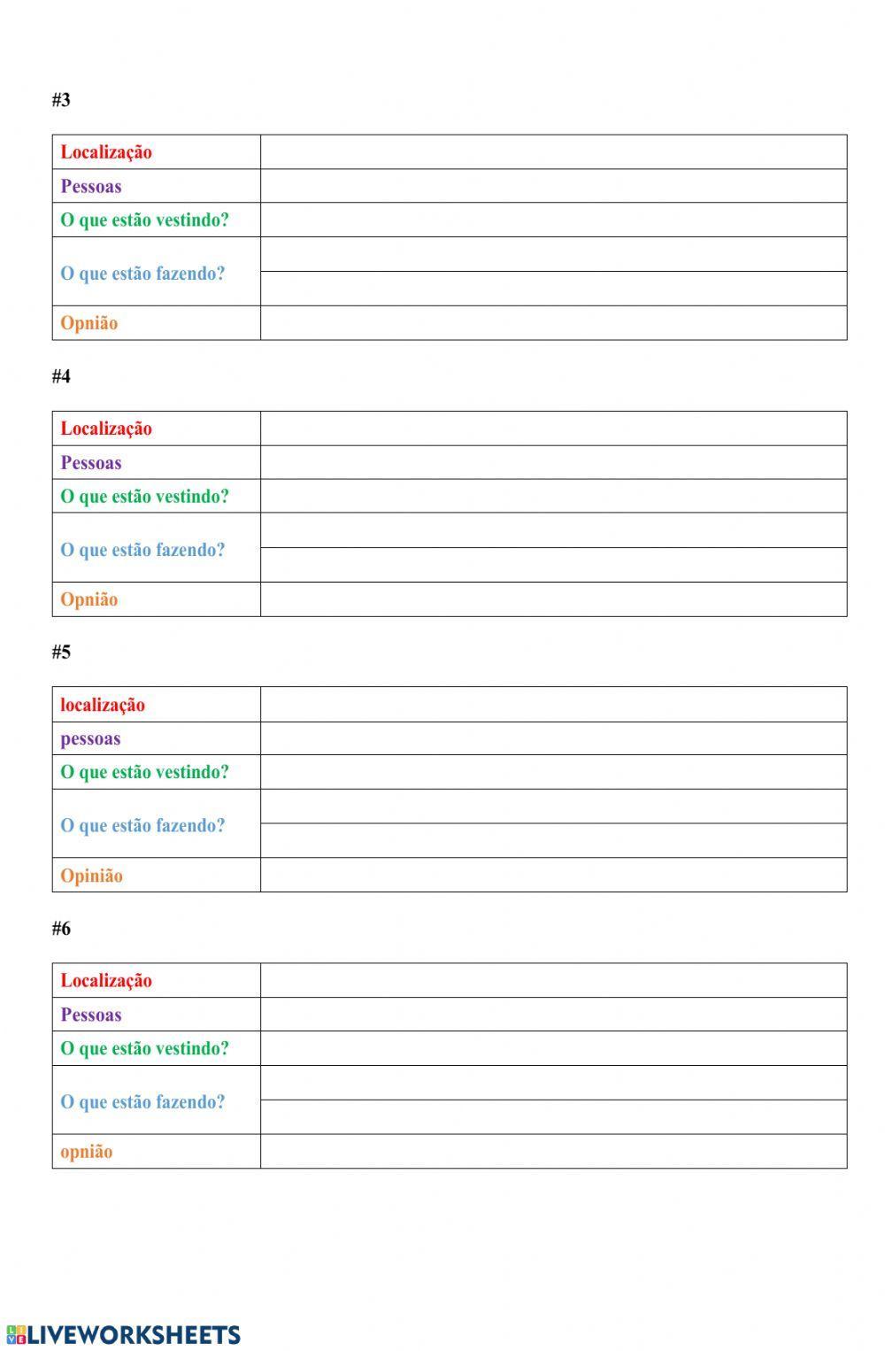 Roupas e descrição