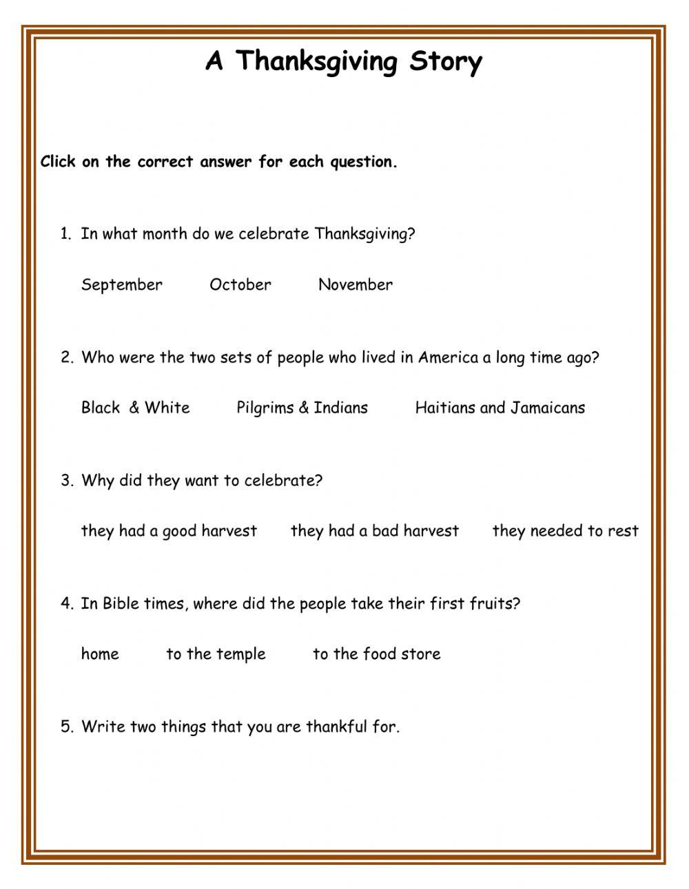 A thanksgiving story A thanksgiving story