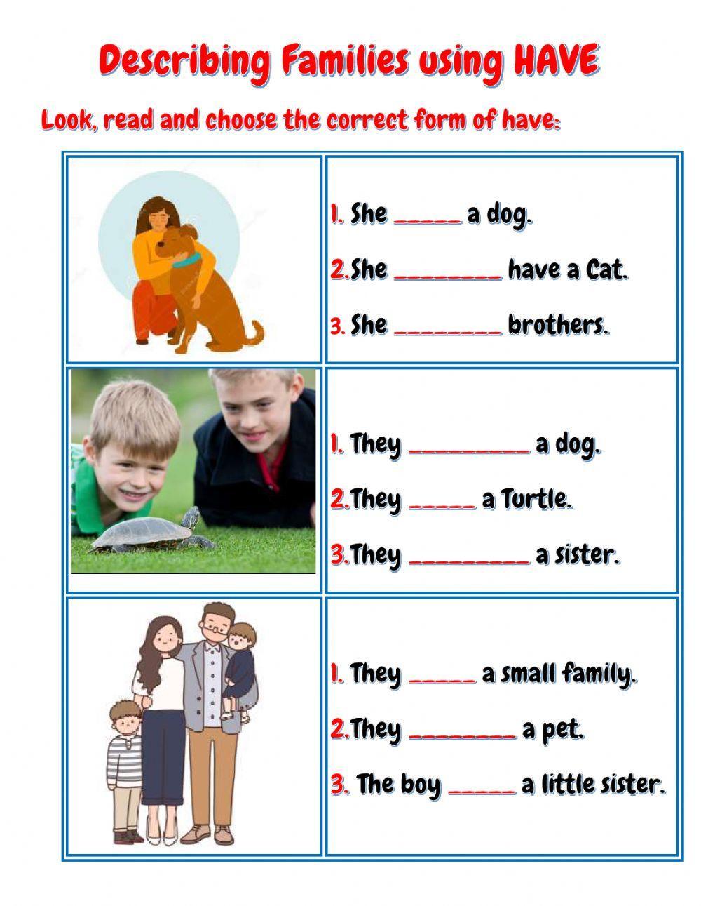 Describing My Family using HAVE