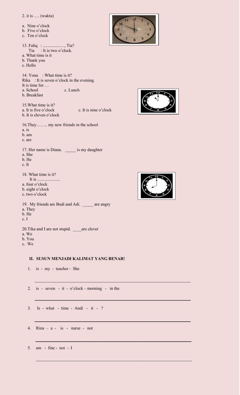 Ulangan harian 2 kls 2 (25-11-20)