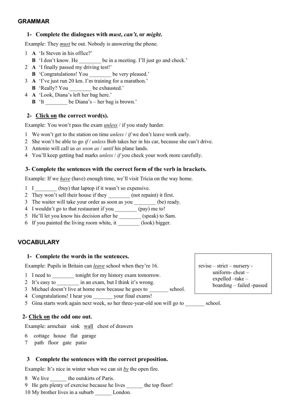 Mock Final Exam Intermediate