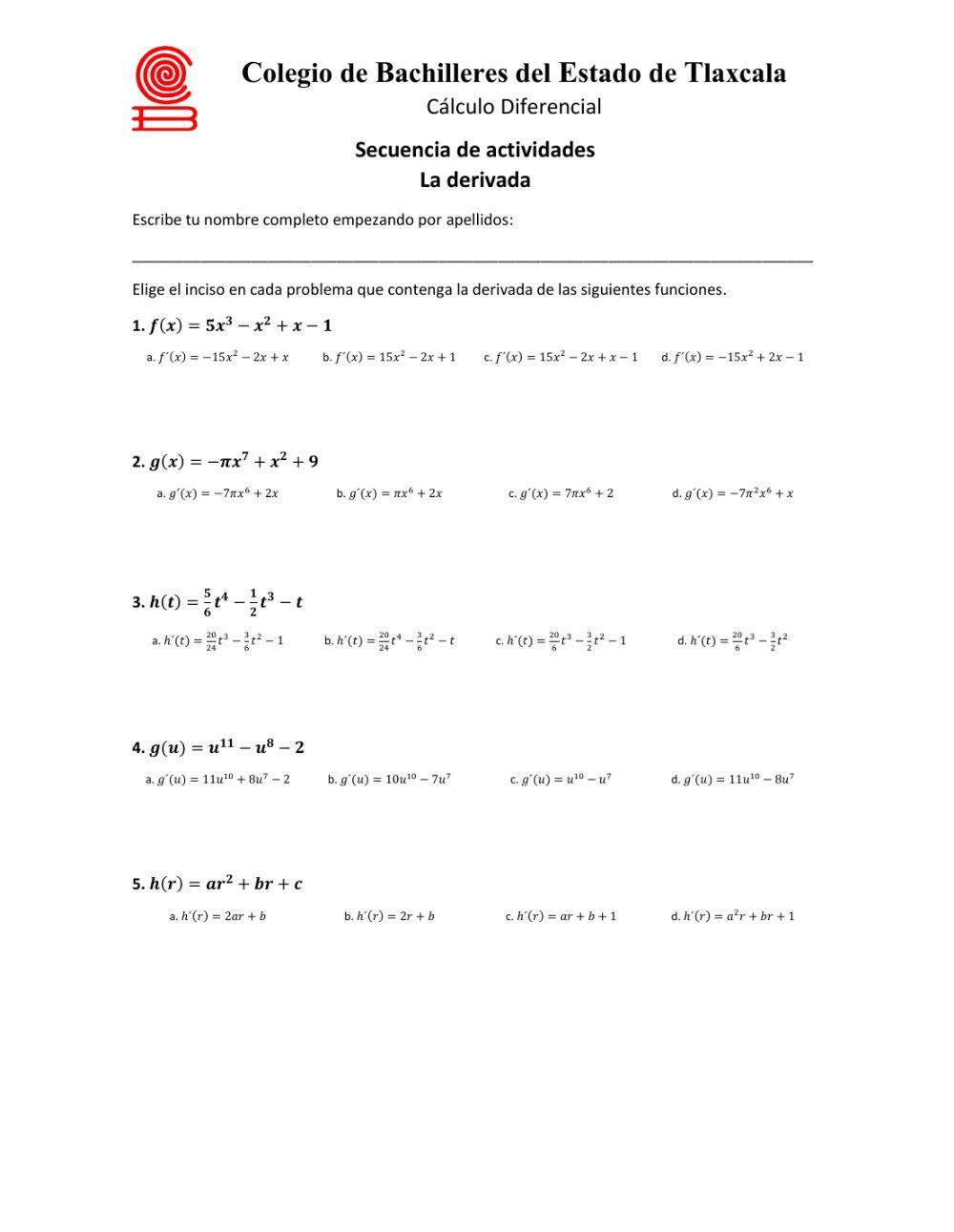 Derivada de polinomios