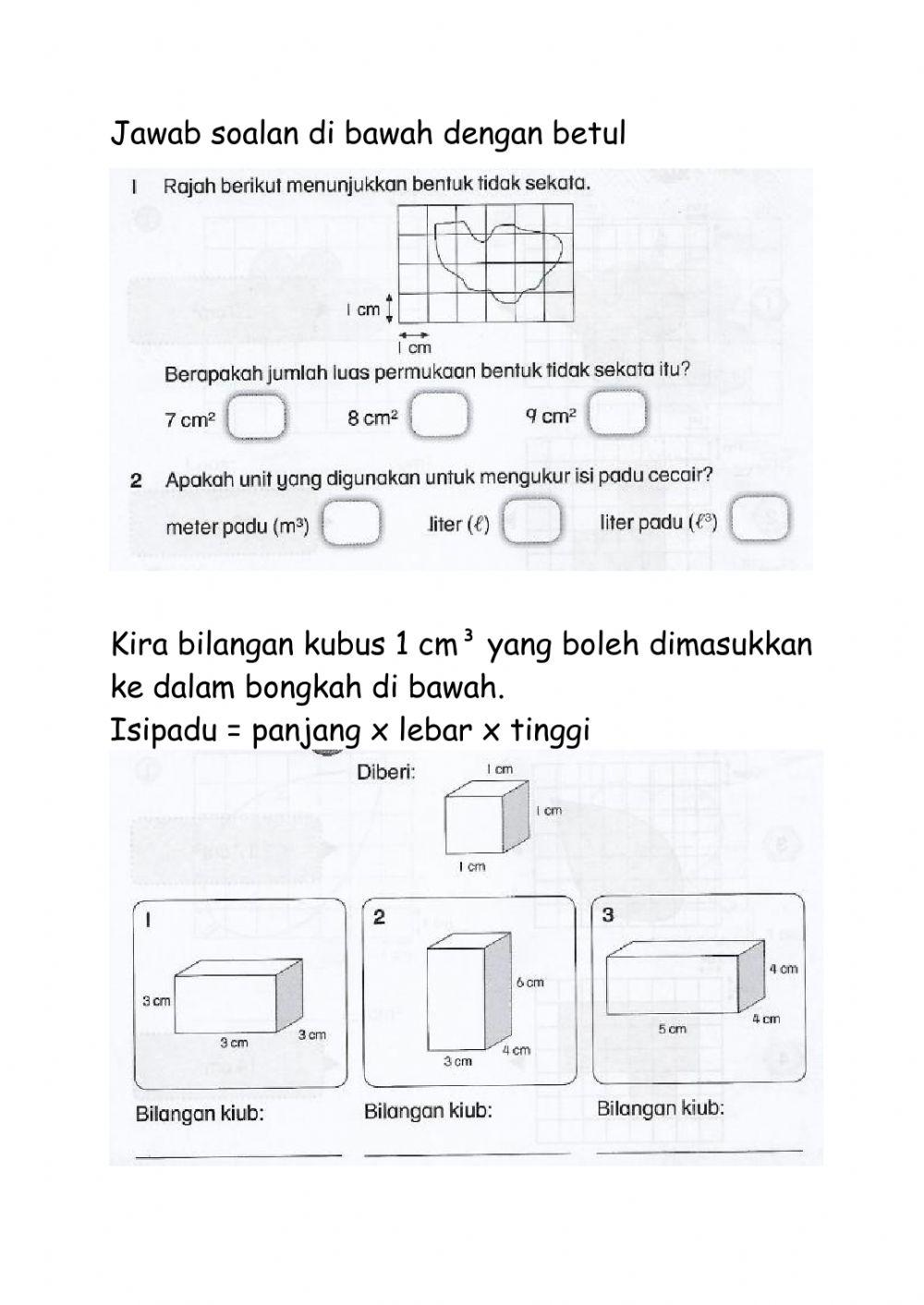 Sains Tahun 3:Penilaian 3(Pengukuran)