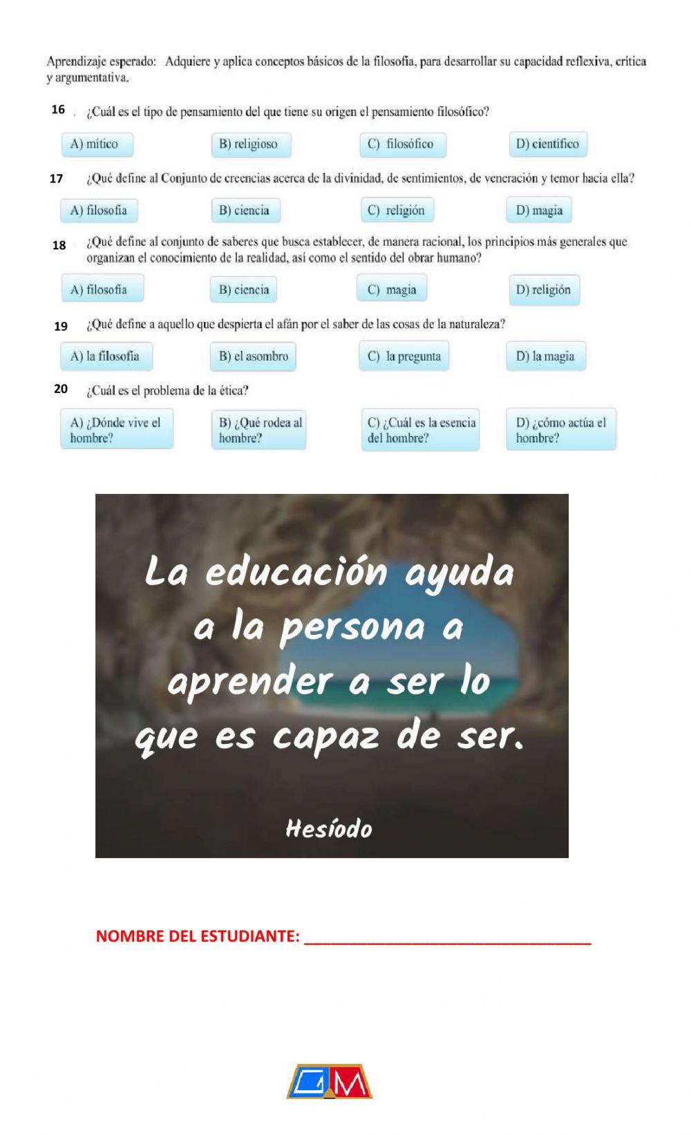 Examen de filosofia critica