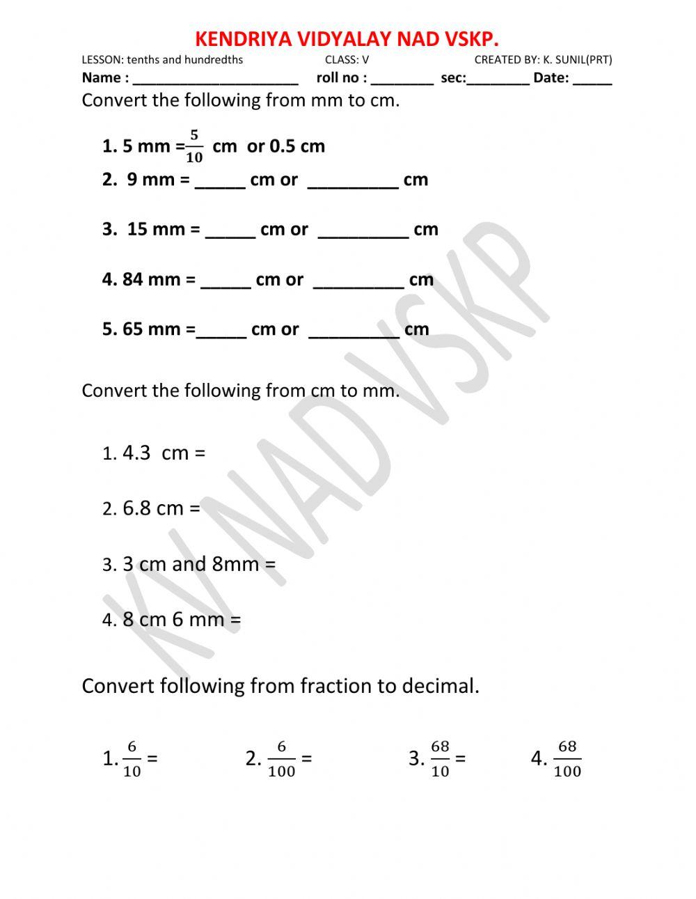 Tenths and hundredths