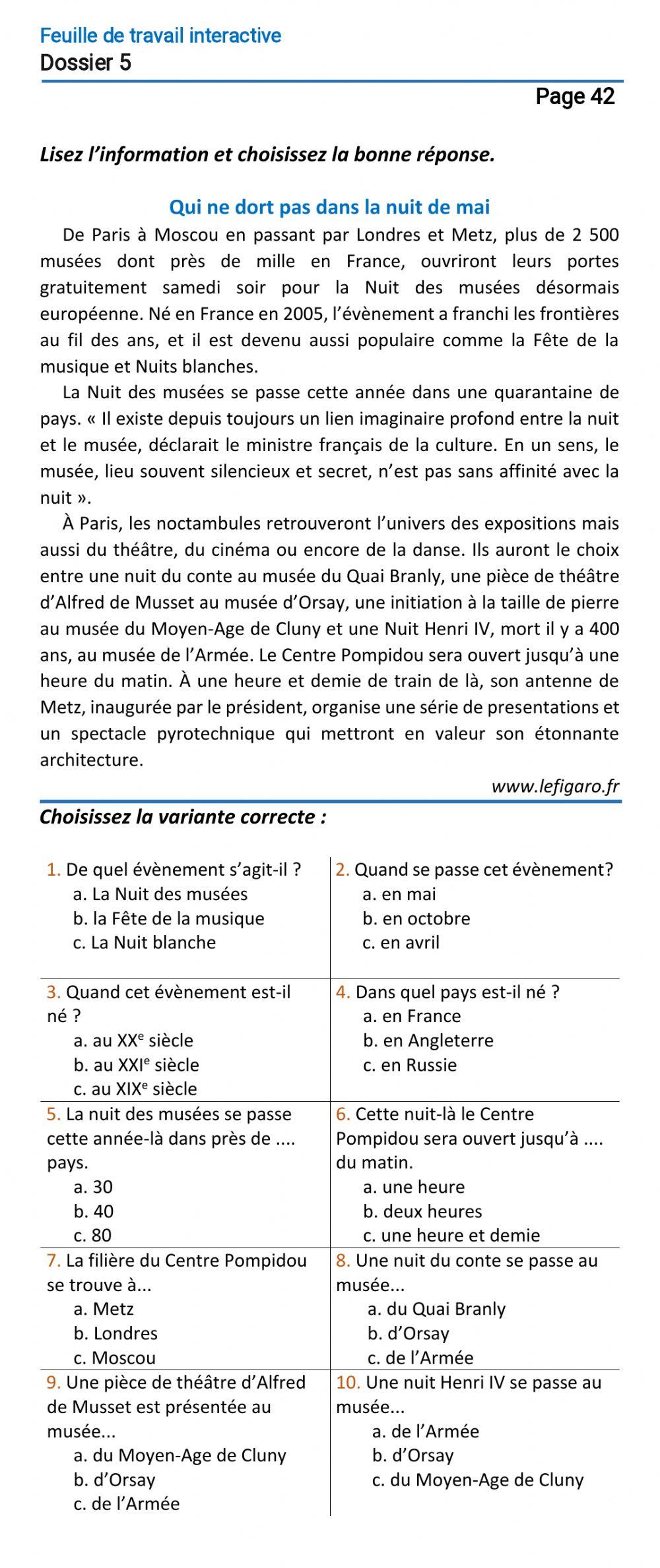 Le français-10 (повыш.)-Dossier 5-Page 42