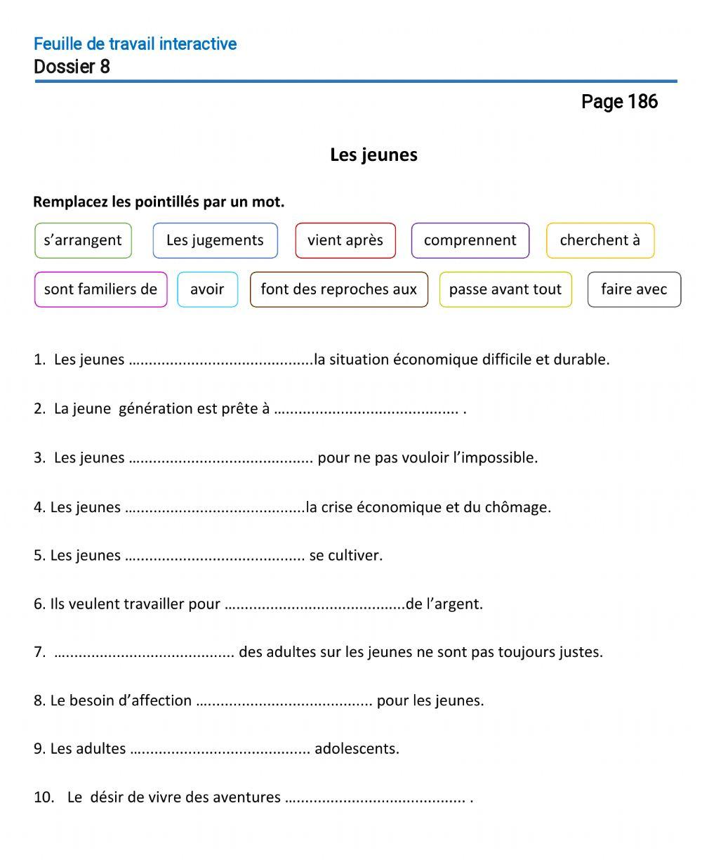 Le français-10 (повыш.)-Dossier 8-Page 186 Le français-10 (повыш.)-Dossier 8-Page 186