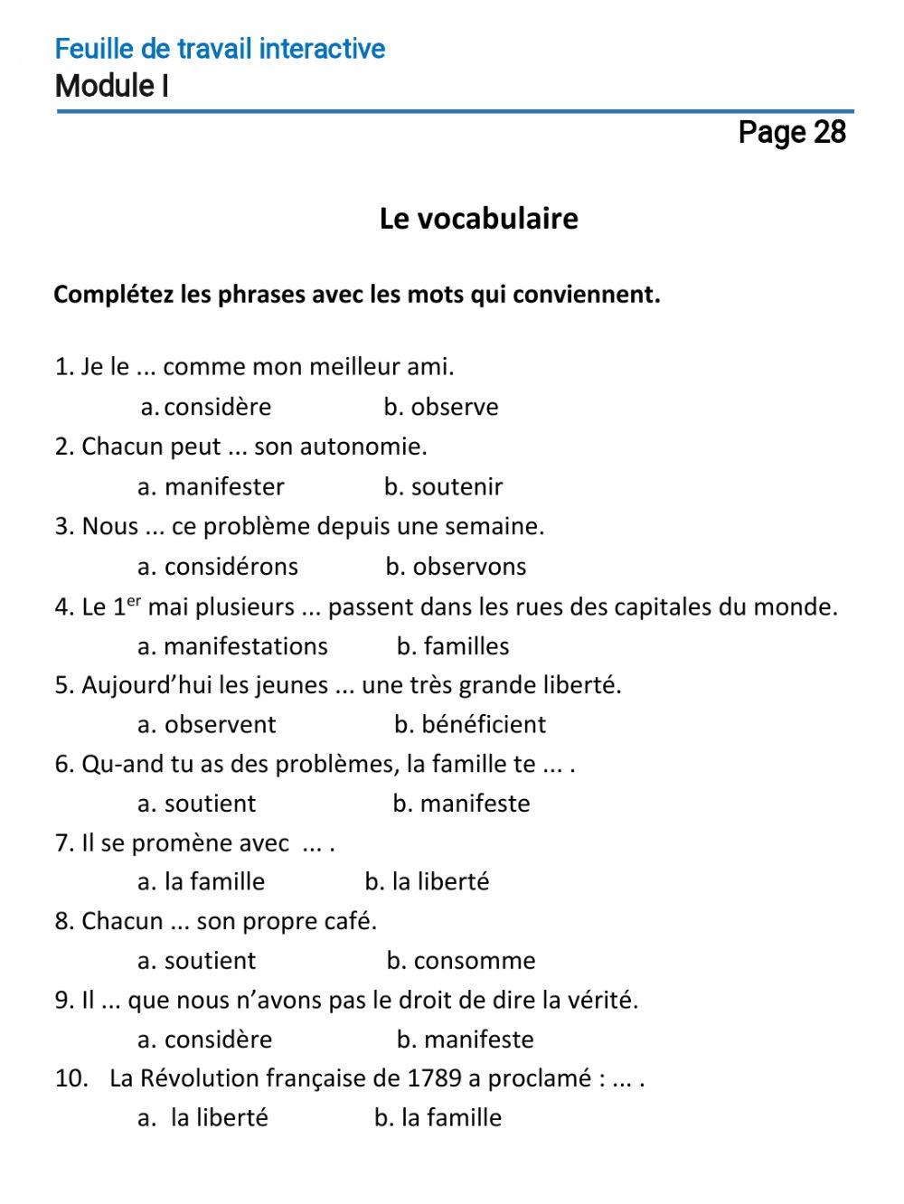 Le français-11-Module 1-Page 28