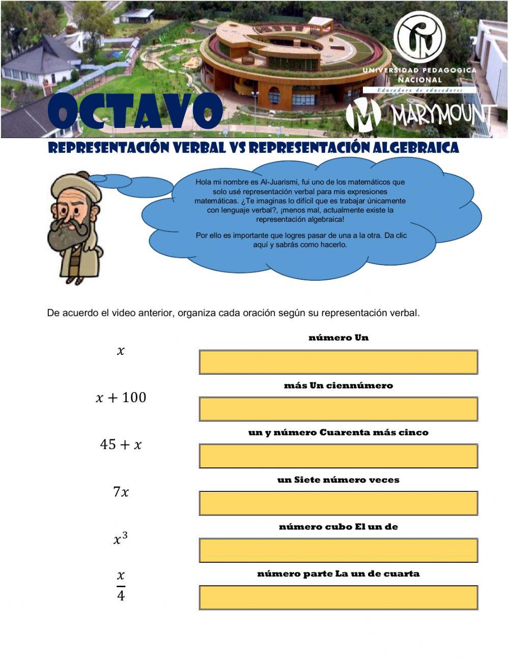 Representación verbal vs representación algebraica