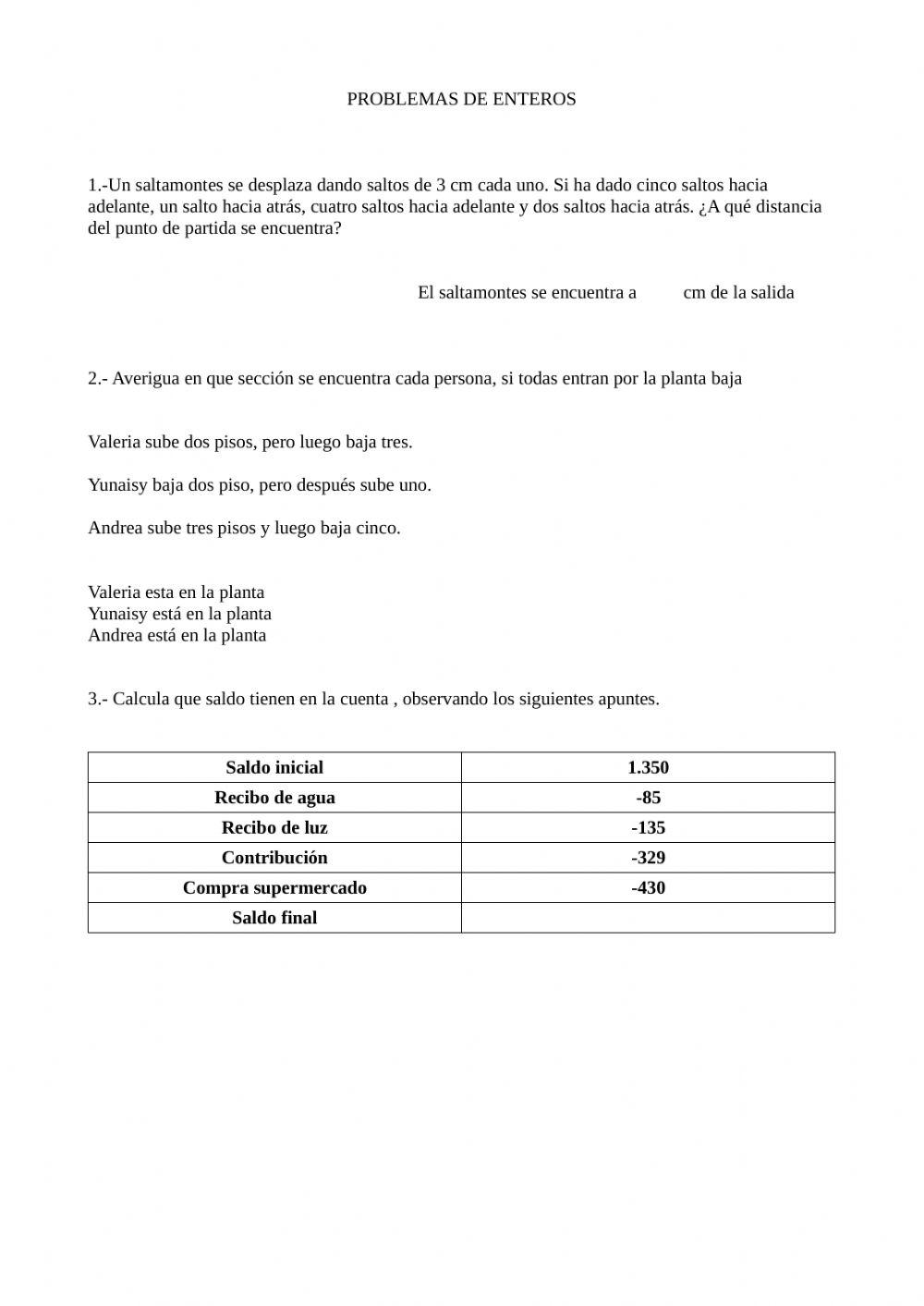 Problemas de enteros