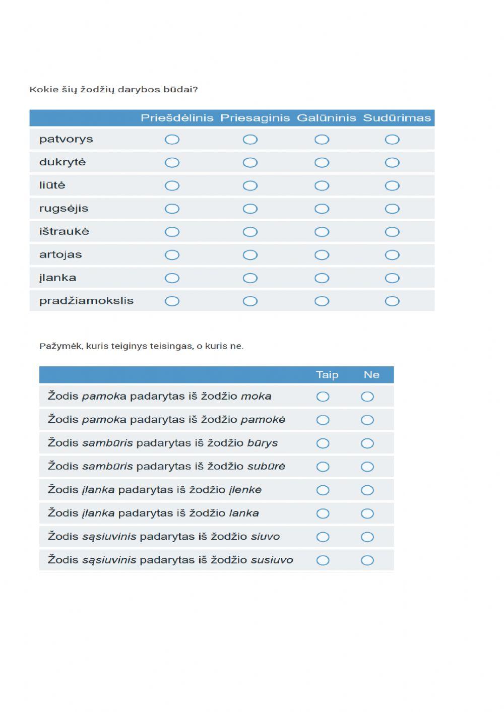 Žodžių darybos būdai.