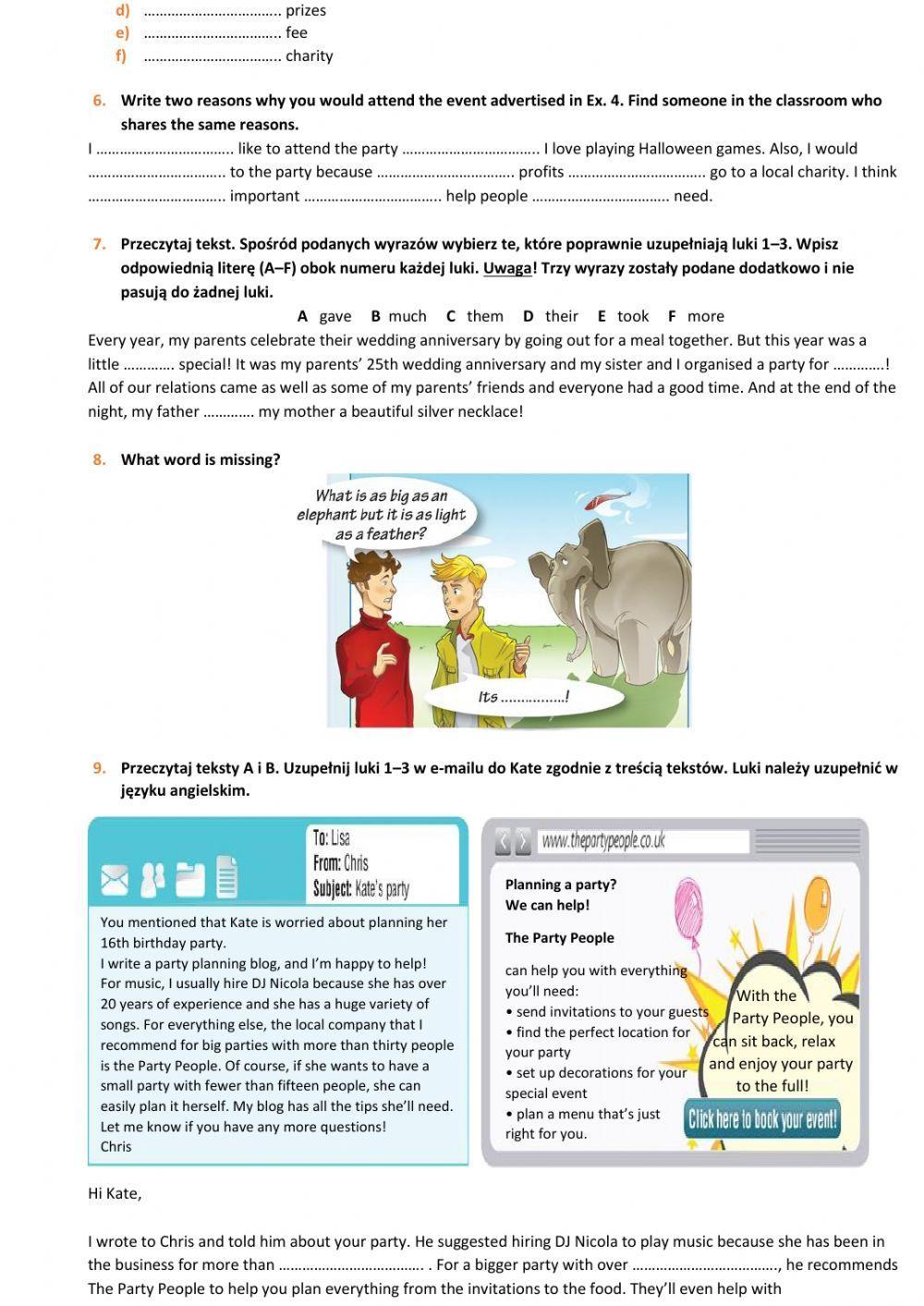 E8 U5 Życie towarzyskie Exam Skills