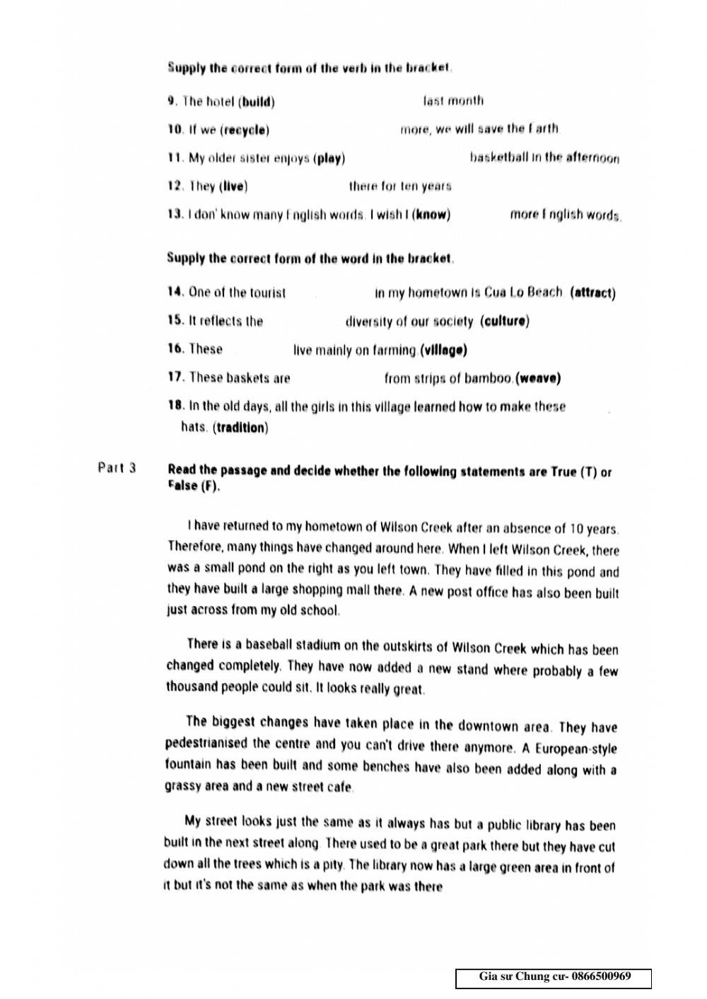 Lớp 9 bài kiểm tra hk 1 số 2