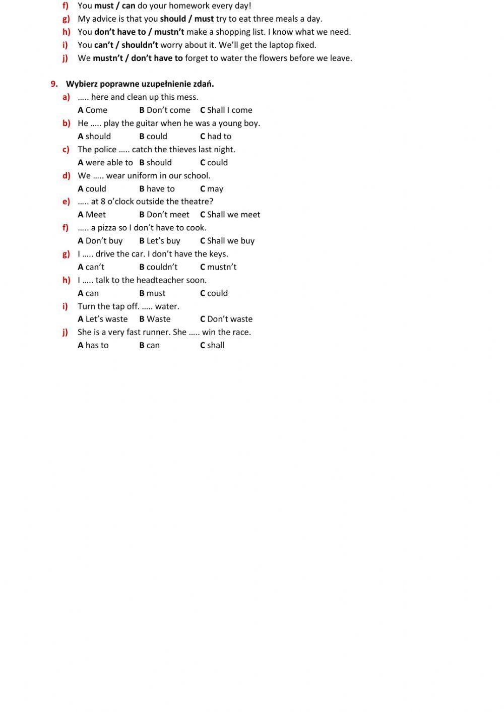 E8 U5 Życie towarzyskie Test