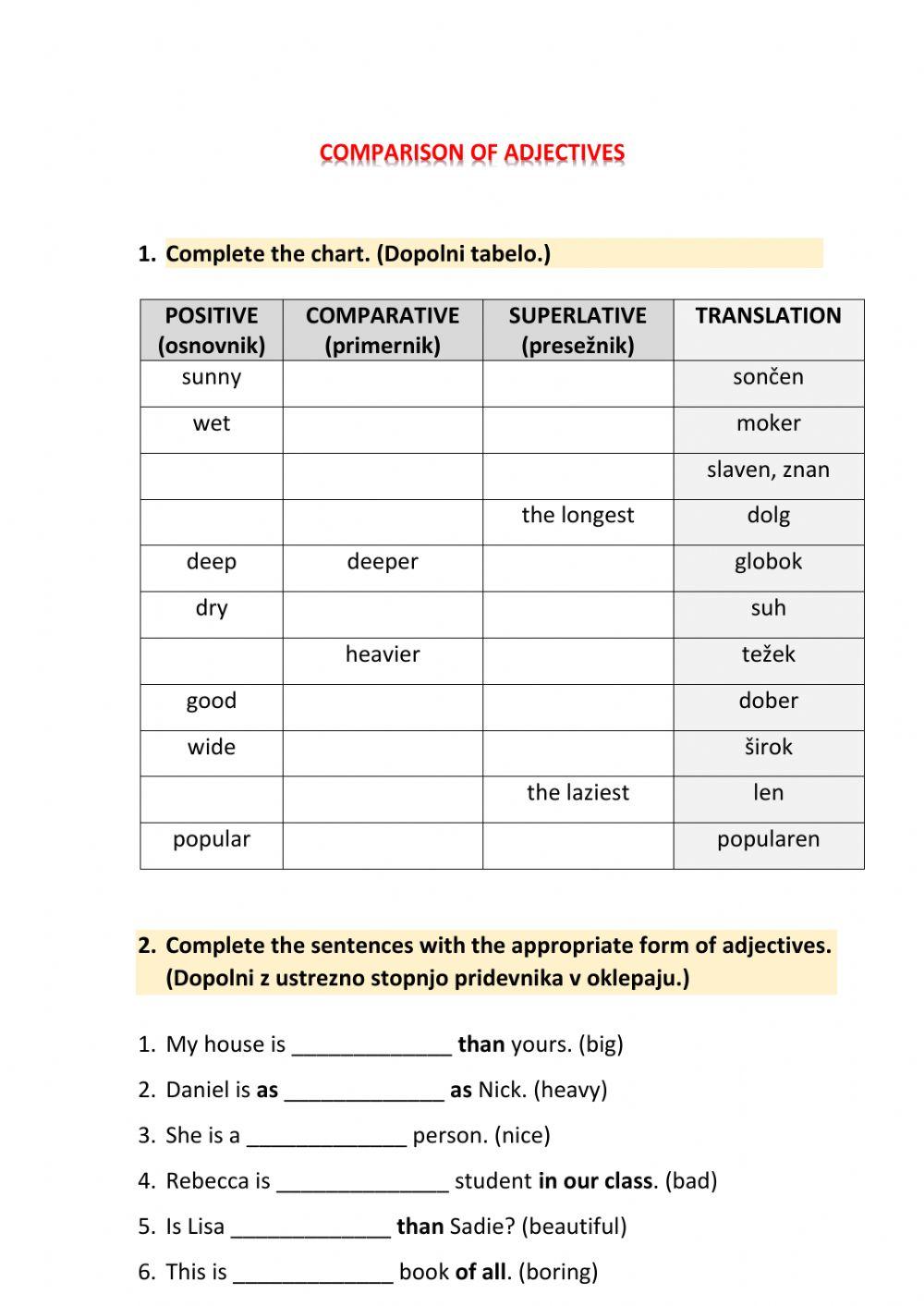 Comparison of adjectives - 7. r.