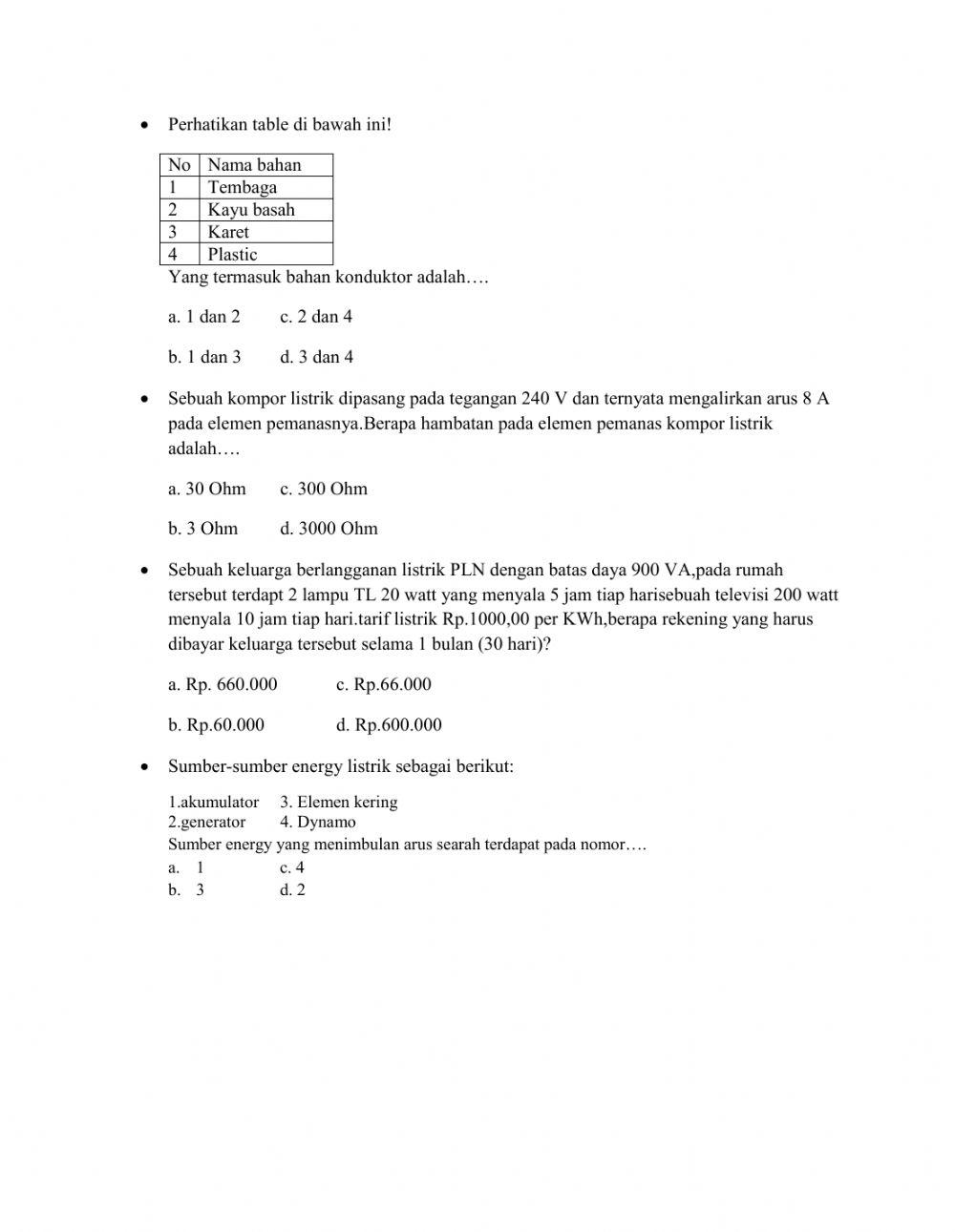 Penilaian harian kd 3.4 dan 3.5