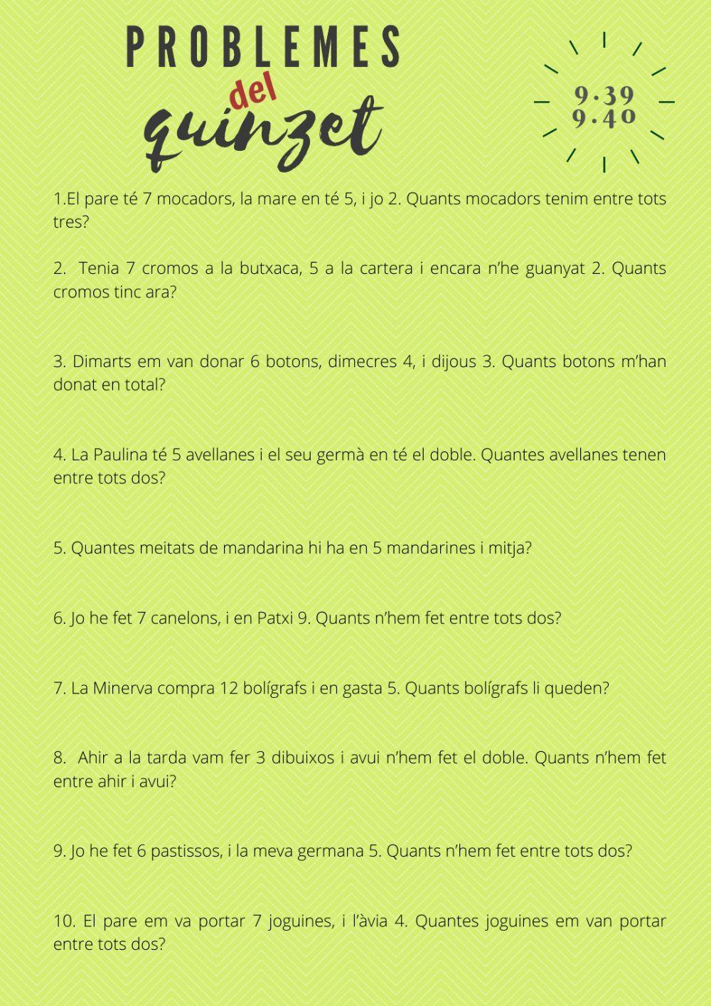 Problemes del quinzet 9.39 i 9.40