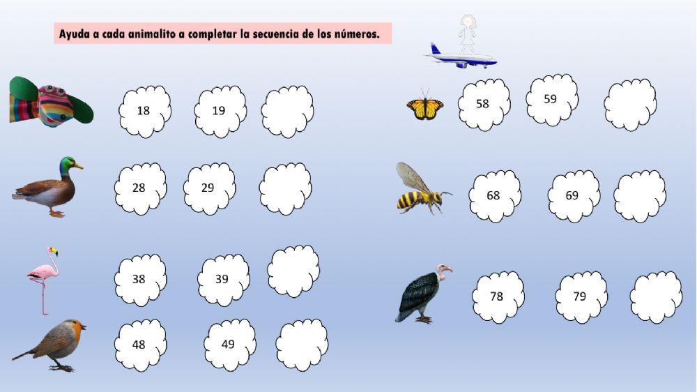 Completa secuencia y anota cantidades que escuchas.