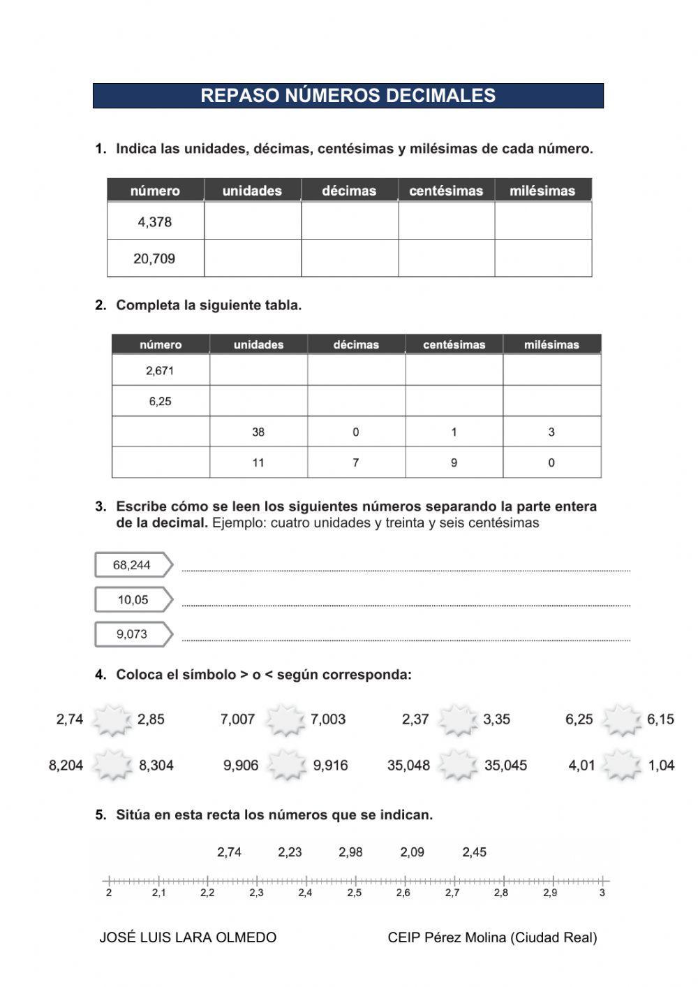 Repaso números decimales