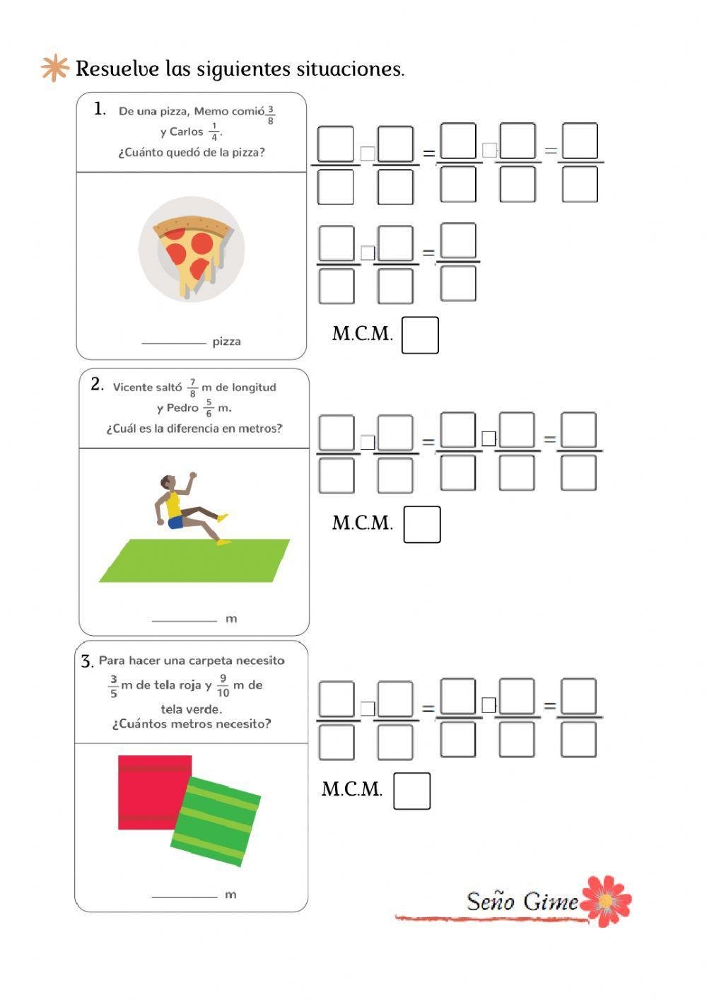 Suma y resta de fracciones