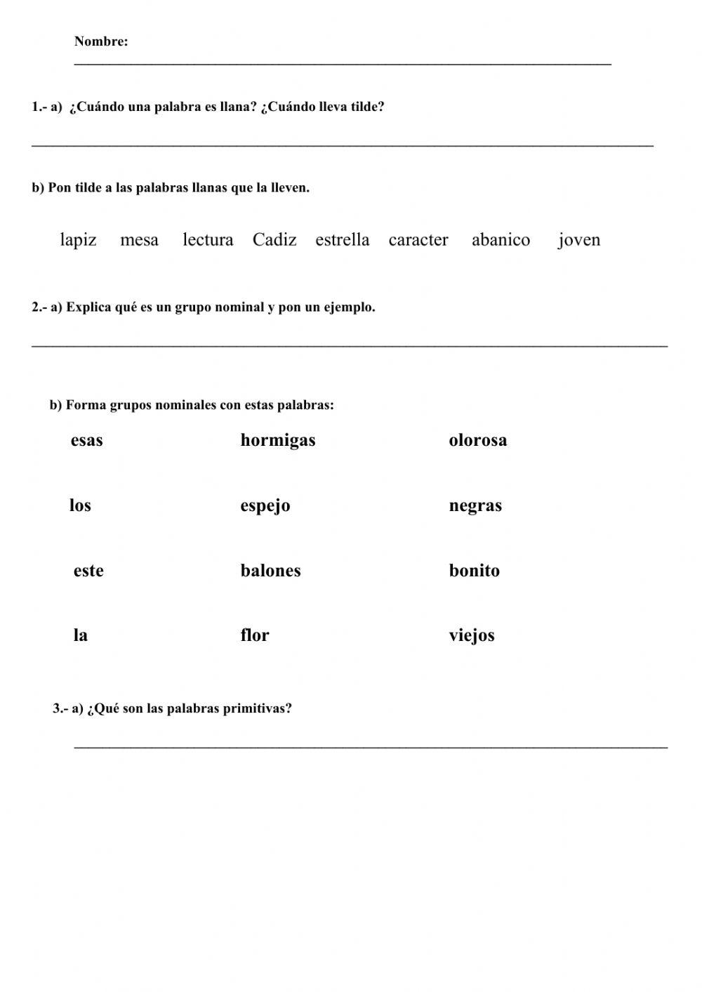 Tema 3 de Lengua Española - 4º Primaria